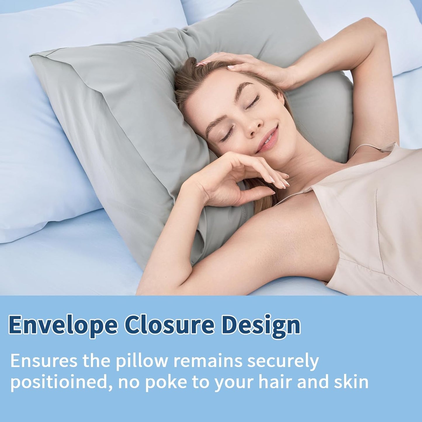 Cooling Pillow Cases 2 Pack for Hot Sleepers and Night Sweats, Ice Cool Pillow Covers King Size Set of 2 for Hair Skin Reduces Wrinkles & Frizz Softer Than Silk Pillow Cases, Envelope Closure, Gray