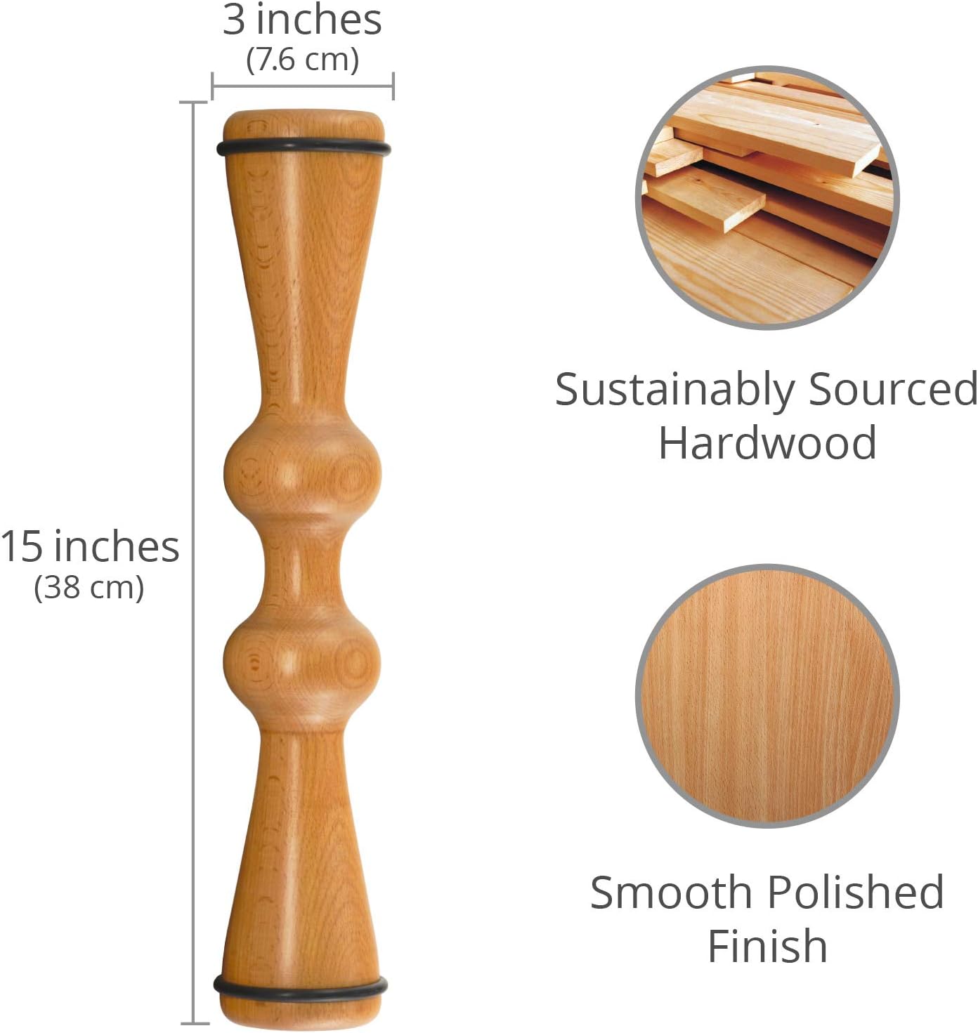 Body Back Wood Back Roller, Spine Stretcher & Aligner, Ma Roller, Back Cracker for Back Pain Relief and Muscle Recovery, Manual Back Massager, Wood Therapy Massage Tool (15 inch)