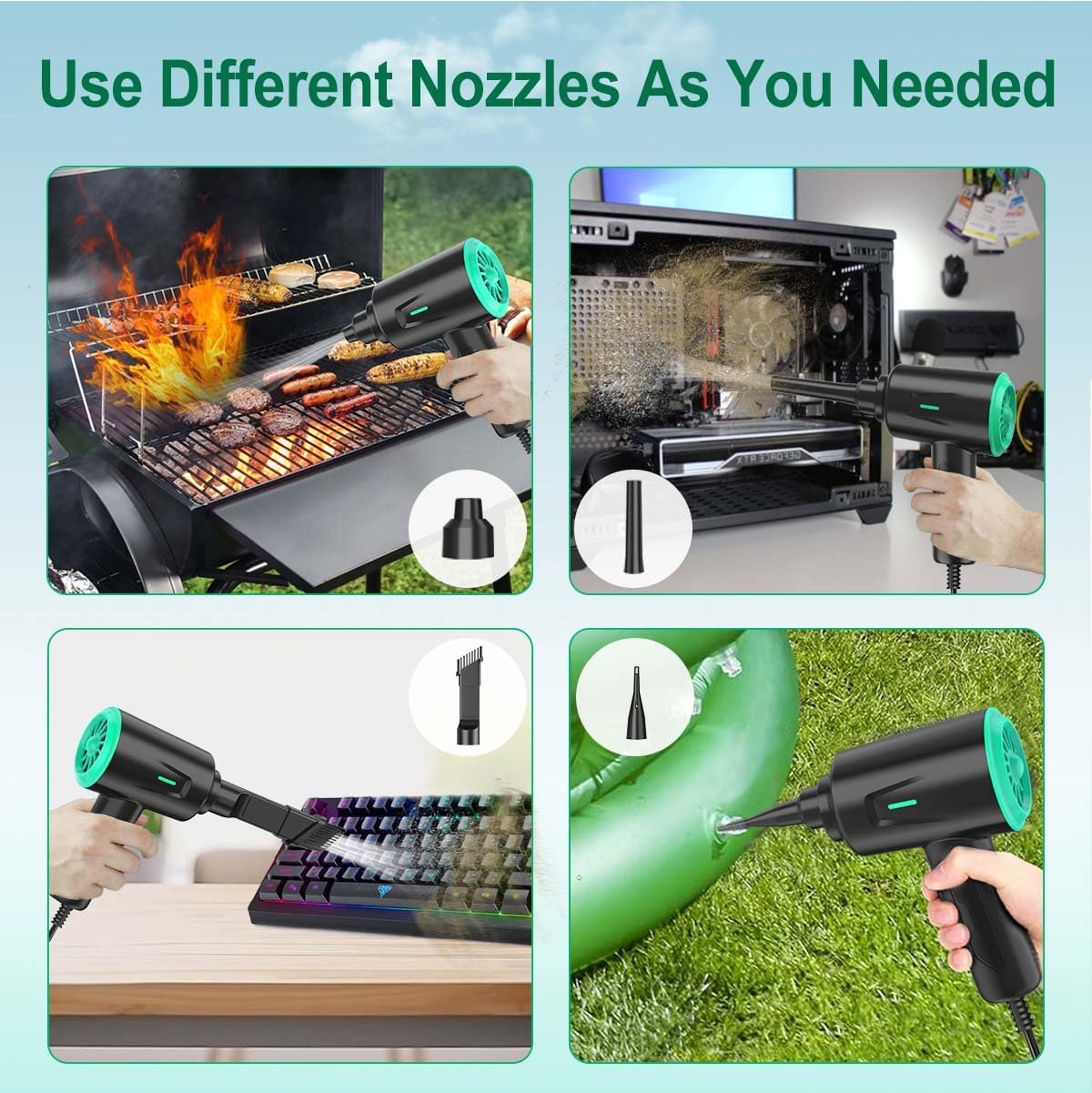 Air Duster - Electric Air Blower - 5.74oz High Power Cleaning for Computer - PC - 2 Gear Compressed Air