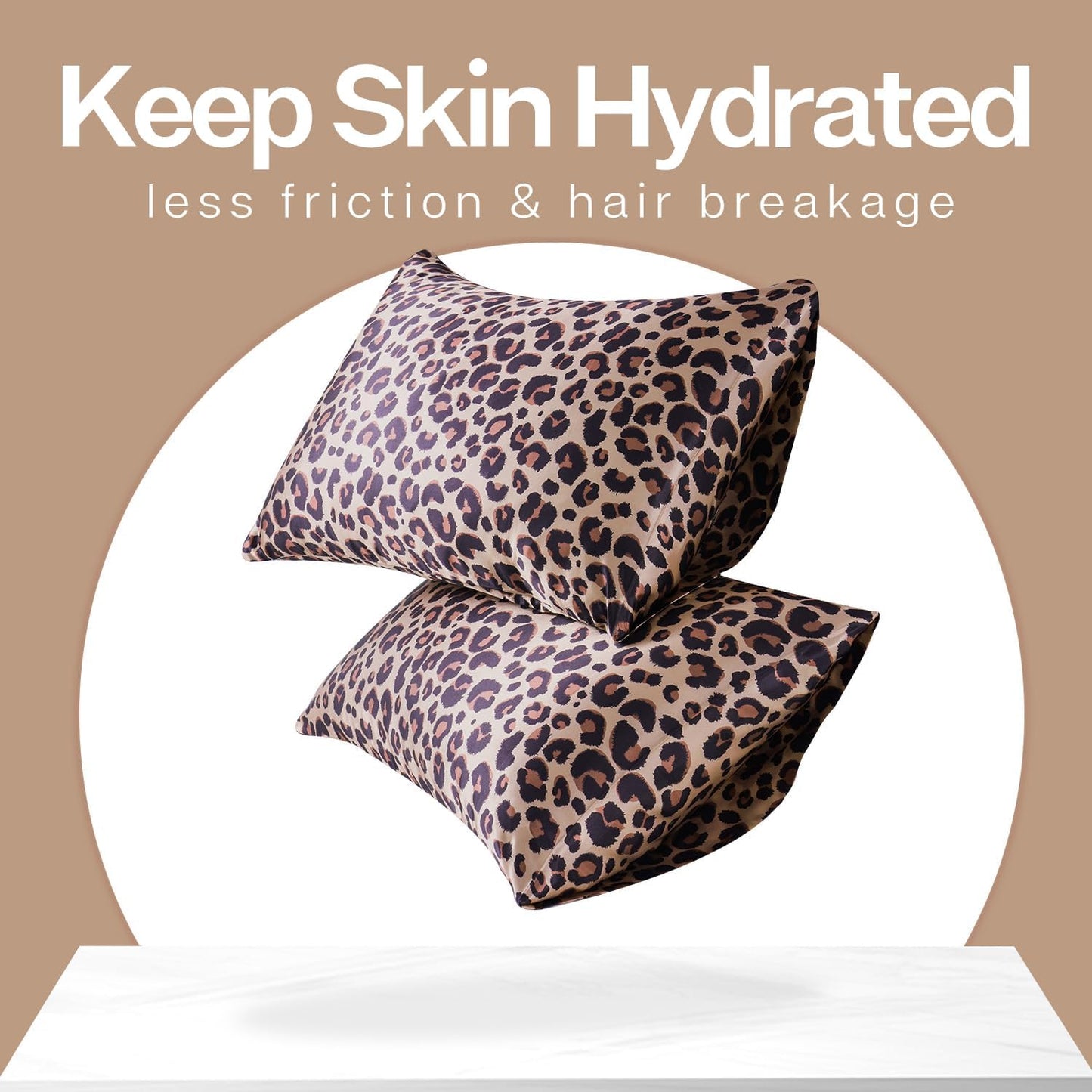 MR&HM Satin Pillowcase for Hair and Skin, Silk Satin Pillowcase 2 Pack, King Size Pillow Cases Set of 2, Silky Pillow Cover with Envelope Closure (20x40, Brown Leopard)