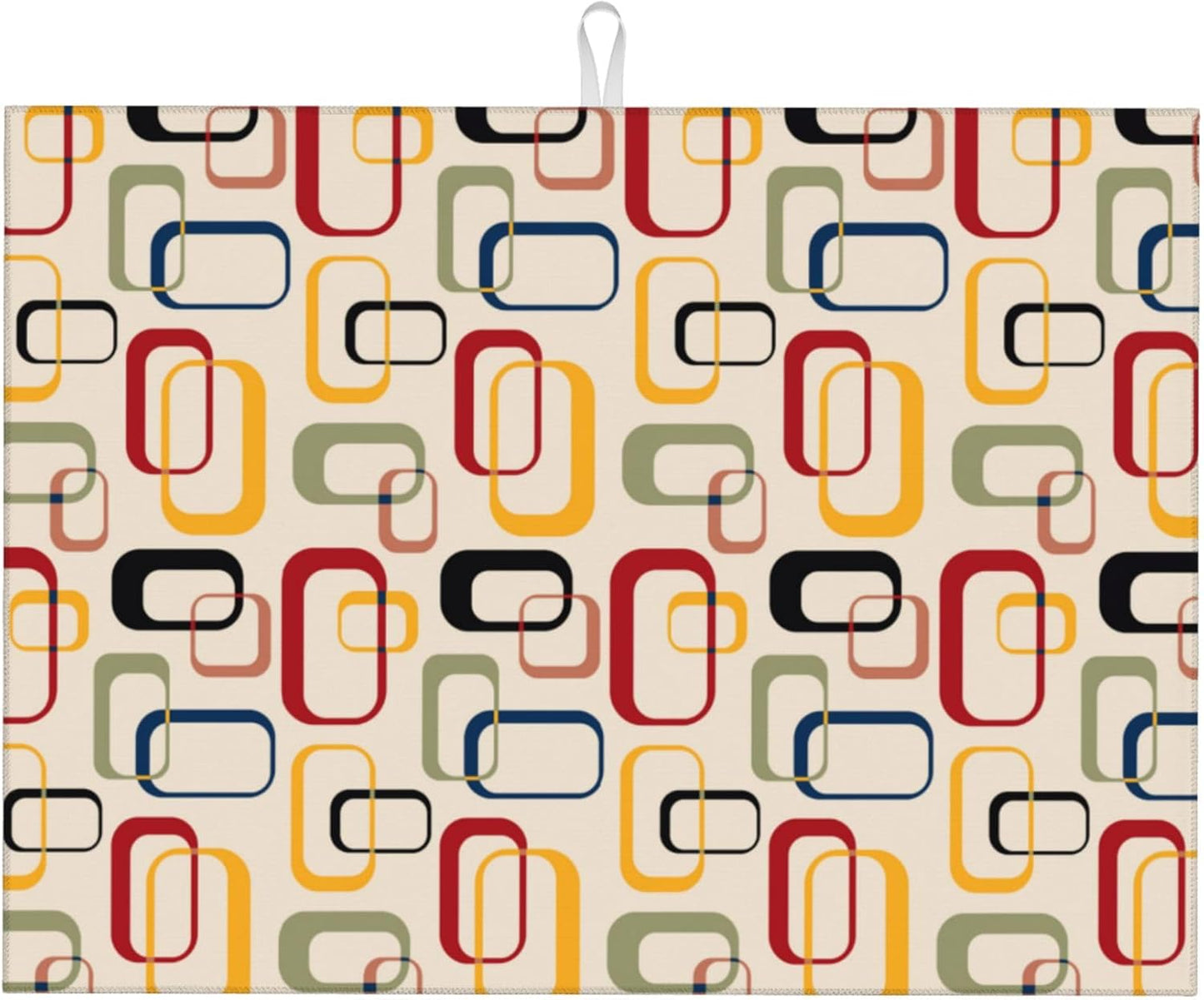 Mid Century Modern Retro Kitchen Drying Mat Vintage Decorative Microfiber Dish Drainer Mat for Kitchen Counter Absorbent Reusable Washable 18x24 Inch