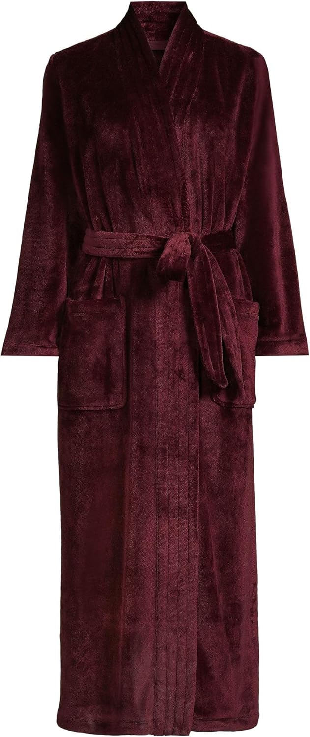 Lands' End Women's Cozy Plush Long Wrap Robe