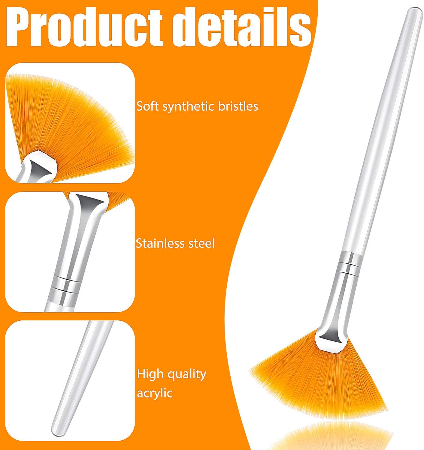 Patelai 14 Pieces Fan Brushes Applicator, Mask Brushes for Facial Makeup Tools for Face Cosmetic(White, Yellow)