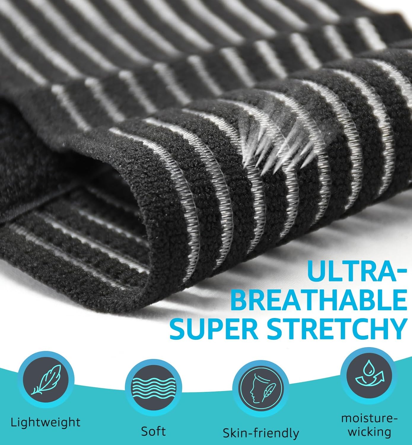 Compression Wrist Bands (2 PCS), High-Elastic Straps Wrist Wraps Wrist Brace for Sports Weightlifting Tennis Basketball Tendonitis Carpal Tunnel Arthritis - Breathable Fabric (Black)