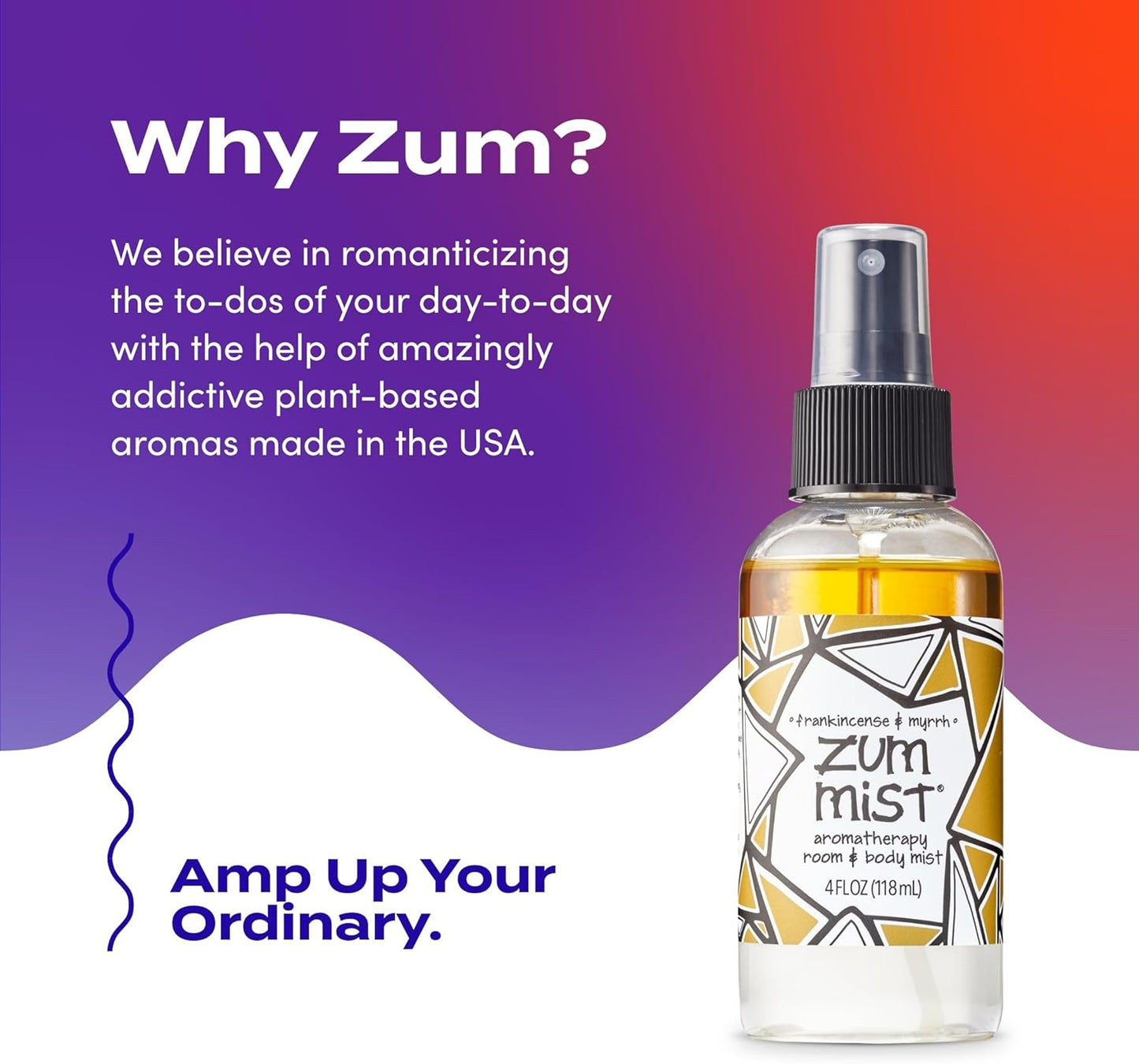 Indigo Wild Zum Mist Room & Body Spray - Aromatherapy Essential Oil Spray - Natural Body Mist & Room Spray - Frankincense & Myrrh Scent - 4 fl oz (2 Pack)