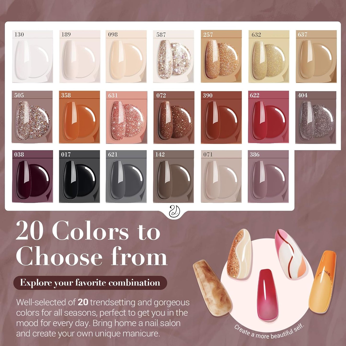 AZUREBEAUTY Fall Dip Powder Nail Kit 20 Colors Glitter Nude Black Grey Winter 31 Pcs Dip Powder Liquid Set with Top/Base Coat Activator for French Nails Art Manicure DIY Salon Women Gift