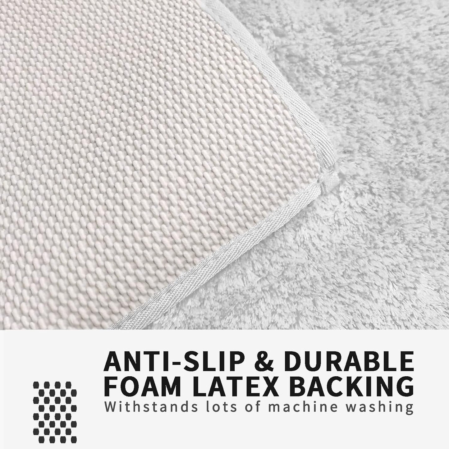 FIFU Bathroom Rugs 17" W x 24" L, Bath Mat for Bathroom, Bedroom, Laundry Room & Kitchen, Non-Slip Rubber Latex Backing, Extra Soft and Absorbent Microfiber Carpet, Machine Washable Rug, White