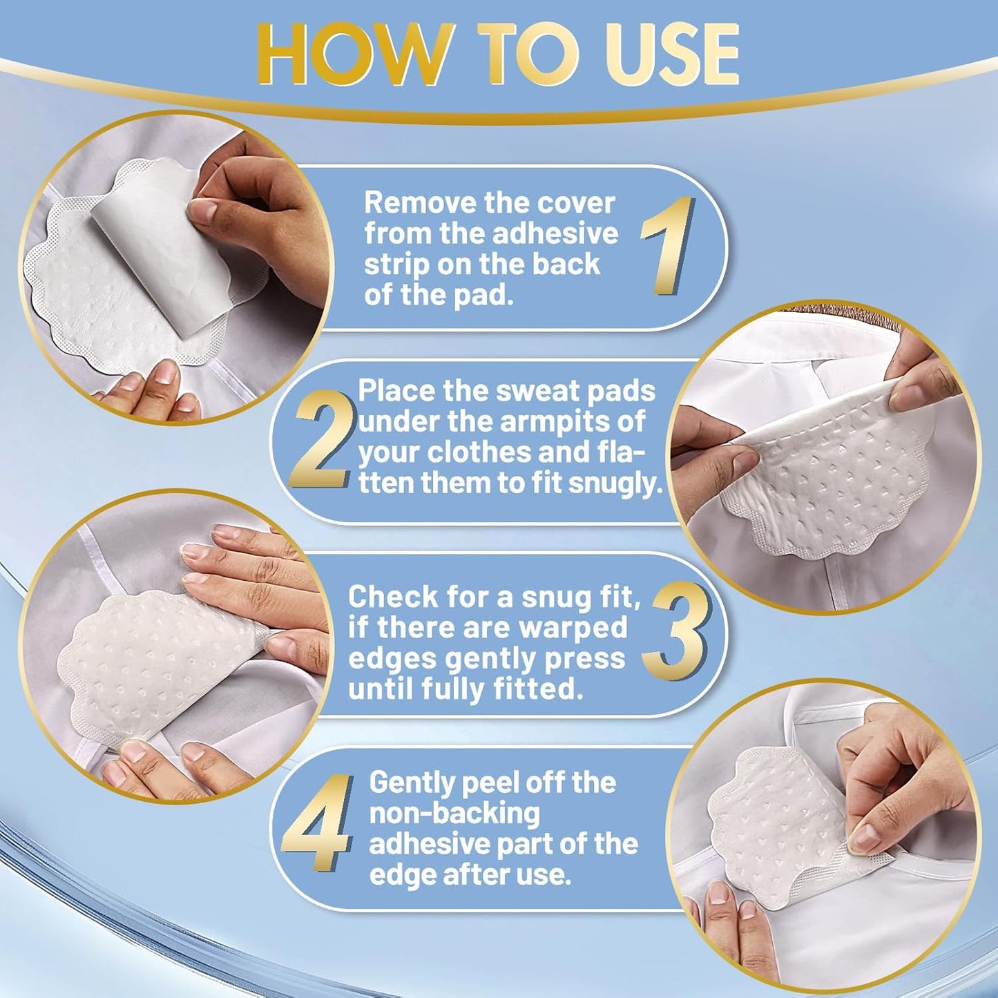 Arme Armpit Sweat Pads, 300 Pcs Large Underarm Sweat Pads for Men Hyperhidrosis Bulk, Disposable Sweat Pads for Under Arms, Bulk Armpit Patches, Armpit Protection for Dating Work Meeting