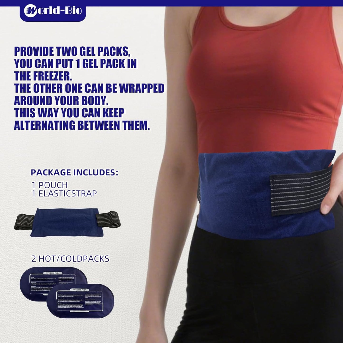 World-Bio Ice Pack for Sports Injuries,Reusable Ice Packs with Adjustable Straps for Muscle Pain, Swelling, Multifunctional Hot and Cold Compress for Knee, Shoulder, Arm, Leg,Back,Head,Ankle