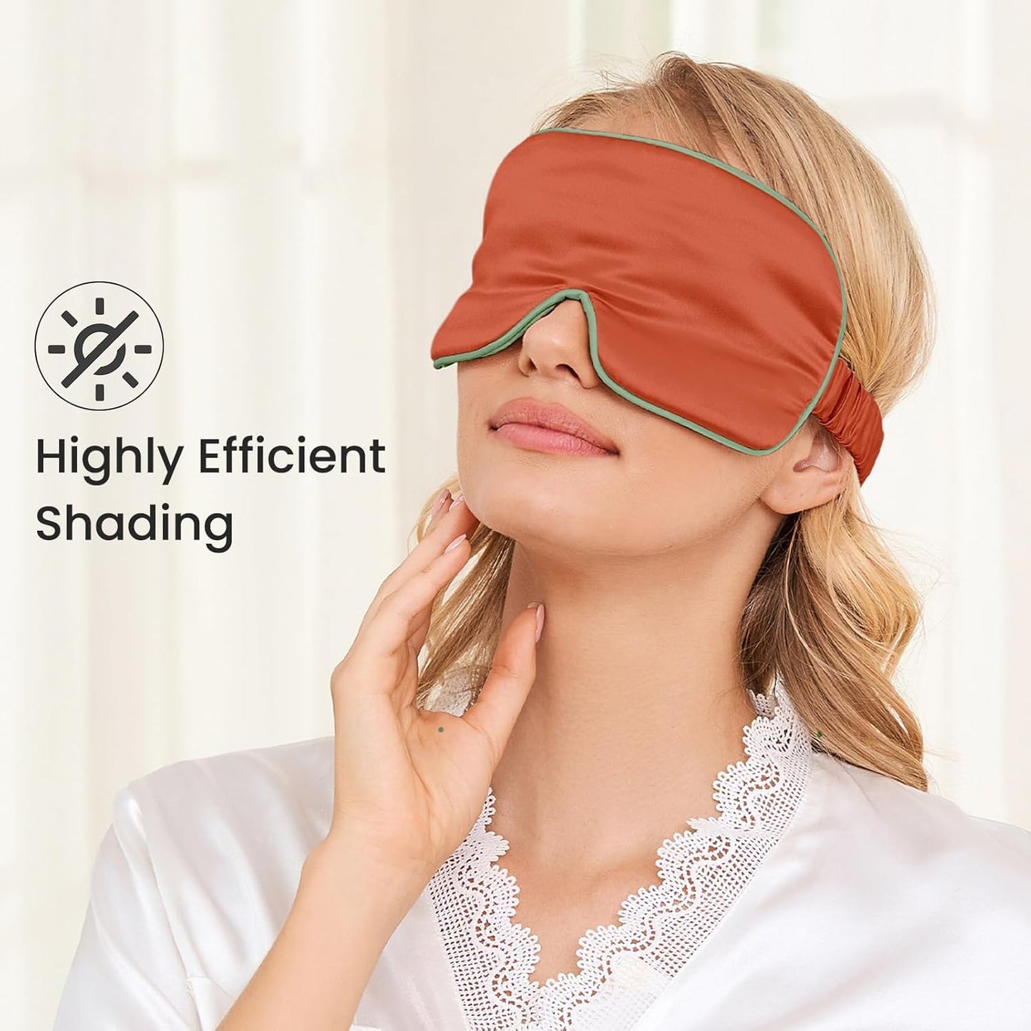 THXSILK 100% Mulberry Silk Sleep Mask, 6A Grade 25 Momme Eye Mask for Sleeping, Color-Blocking Blindfold, Soft Silk Eye Cover for Women, Men, Travel, Nap, Airplane(4×9inches, Bronze)