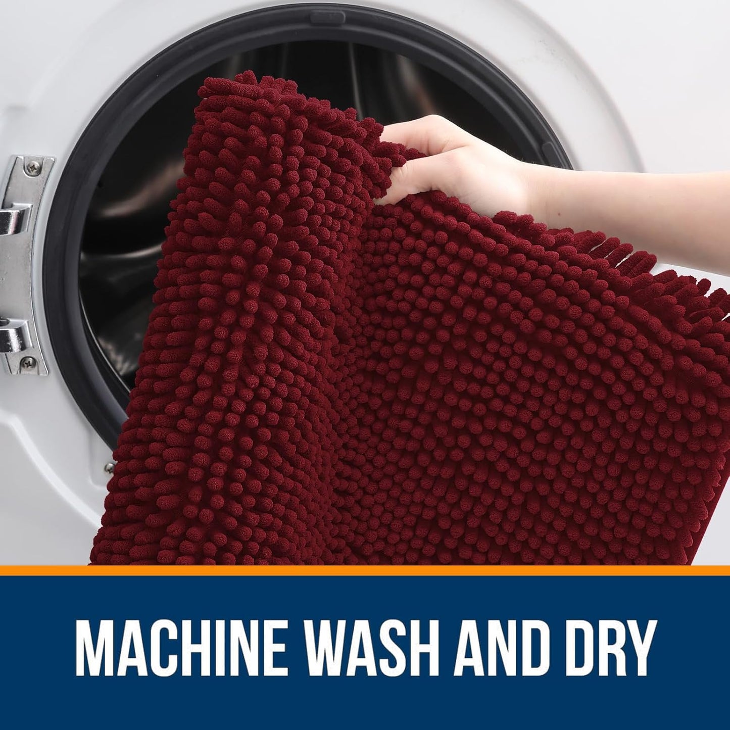 OLANLY Toilet Rugs U-Shaped 24x20, Extra Soft Absorbent Chenille Contour Bathroom Rugs for Toilet, Dry Quickly, Machine Washable, Non-Slip Bath Mat, Burgundy