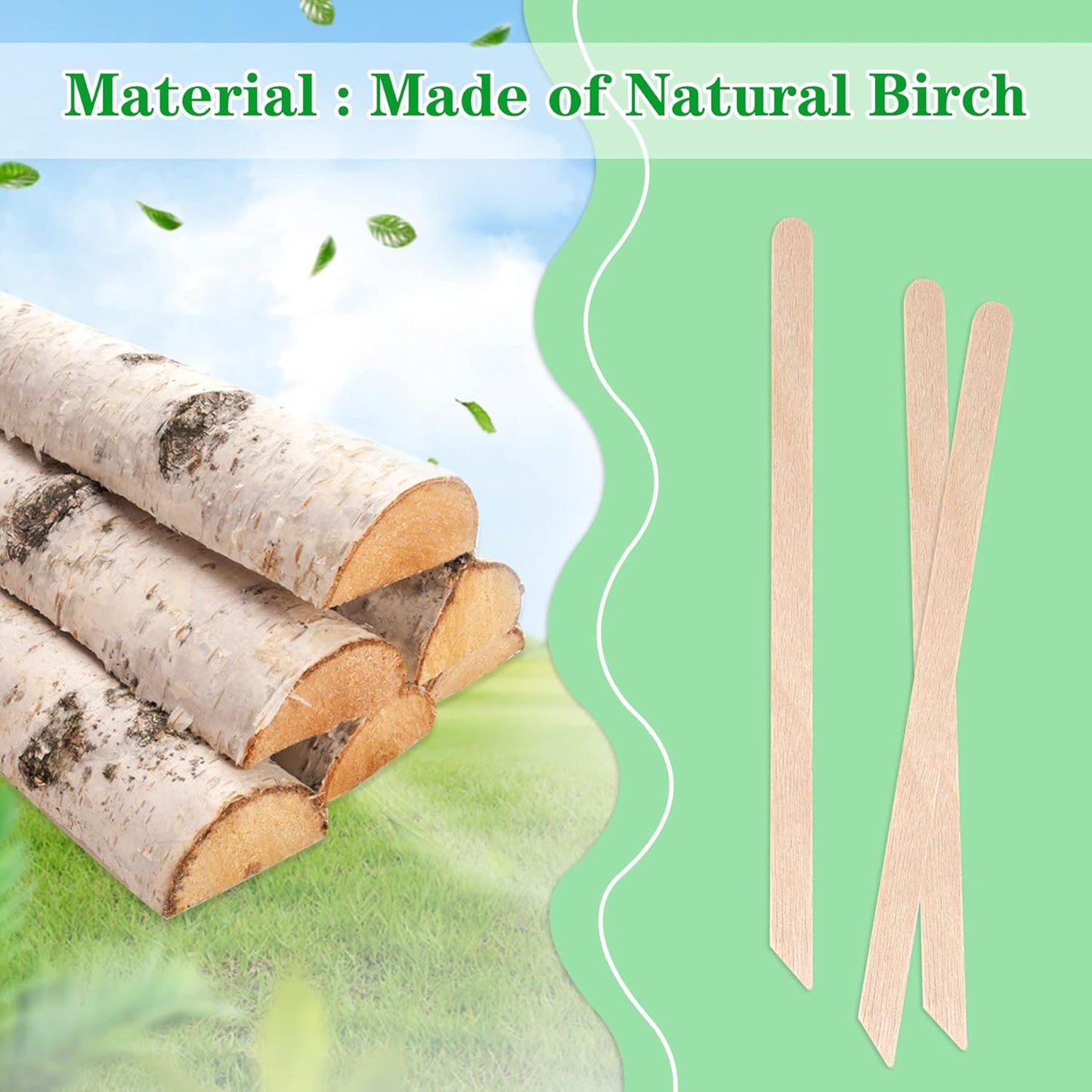 JANYUN 200 Pcs Eyebrow Waxing Sticks Wax Applicator, Wood Waxing Spatulas for Body Eyebrow Lip Nose and Small Hair Removal Sticks(Slanted Handle)