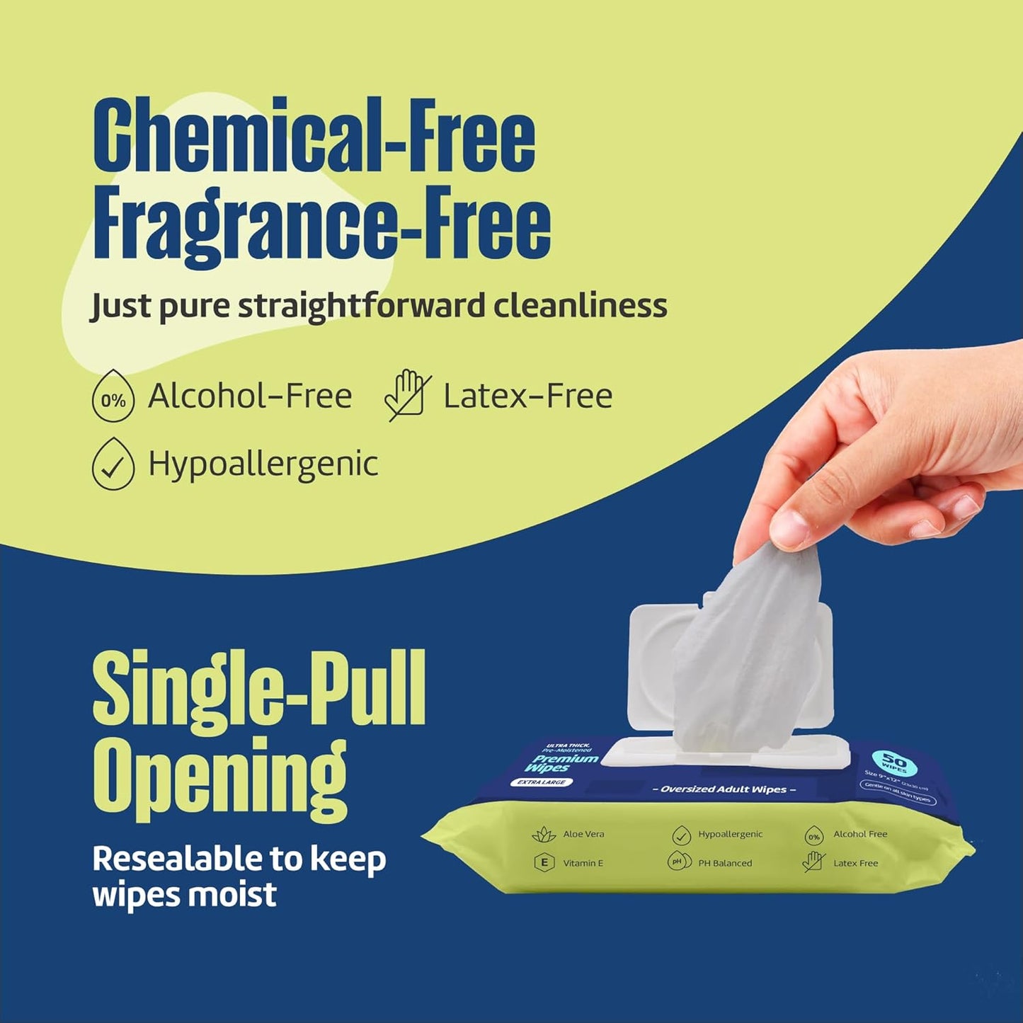 Adult Wipes for Elderly - Extra Large Extra Thick Disposable Washcloths for Adult Bathing & Shower Alternative - Fragrance-Free (4 Pack XXL)