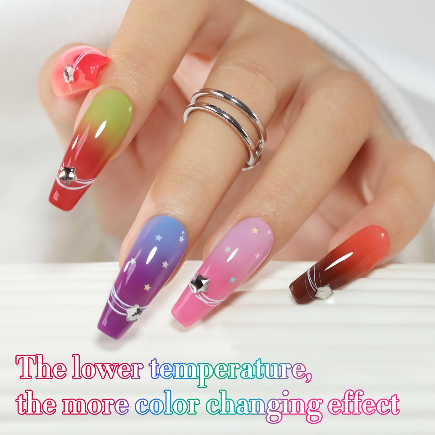 Double Rhythm 6 Pcs 15 ML Gel Polish Set Same Color Same Bottle Soak Off Gel Polish Kit Nail Art Manicure Salon DIY at Home for Women (Color Changing Red Pink Purple Brown-T6-63)