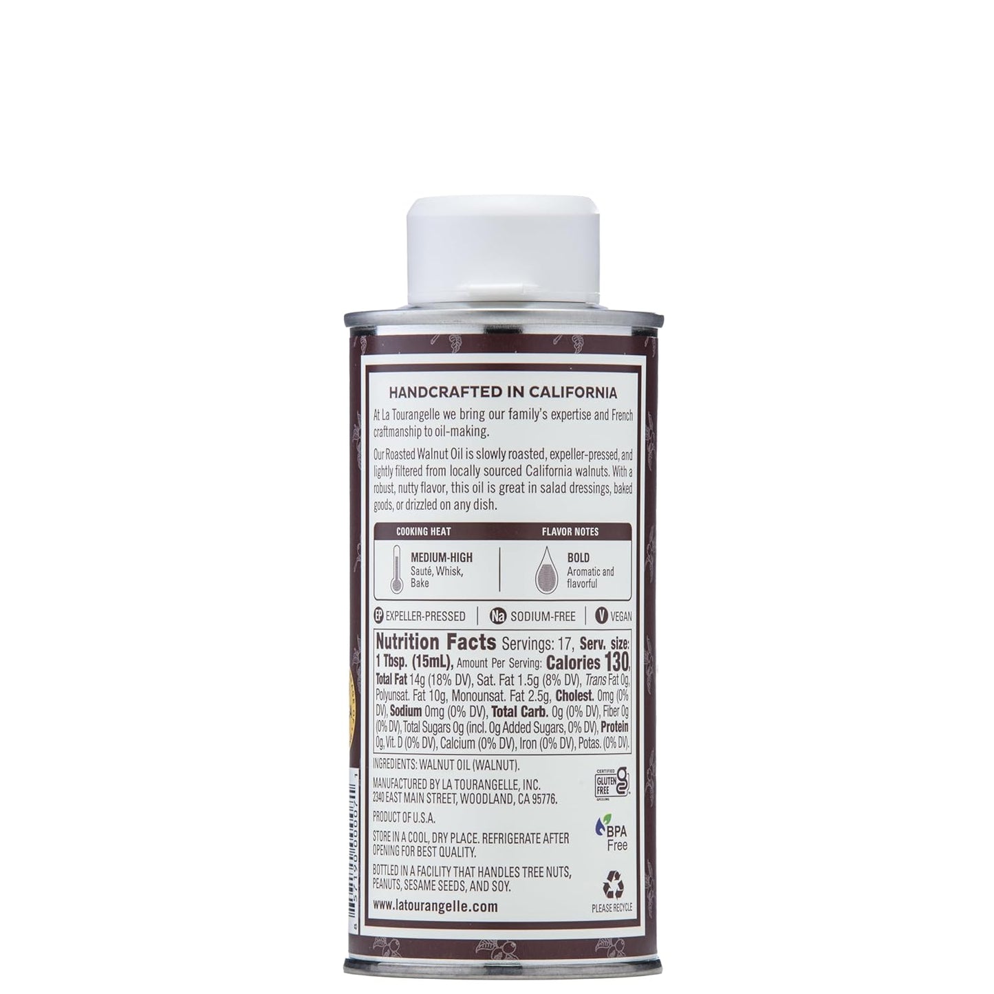 La Tourangelle, Roasted Walnut Oil, Plant-Based Source of Omega-3 Fatty Acid, Cooking, Baking, & Beauty, 8.45 fl oz