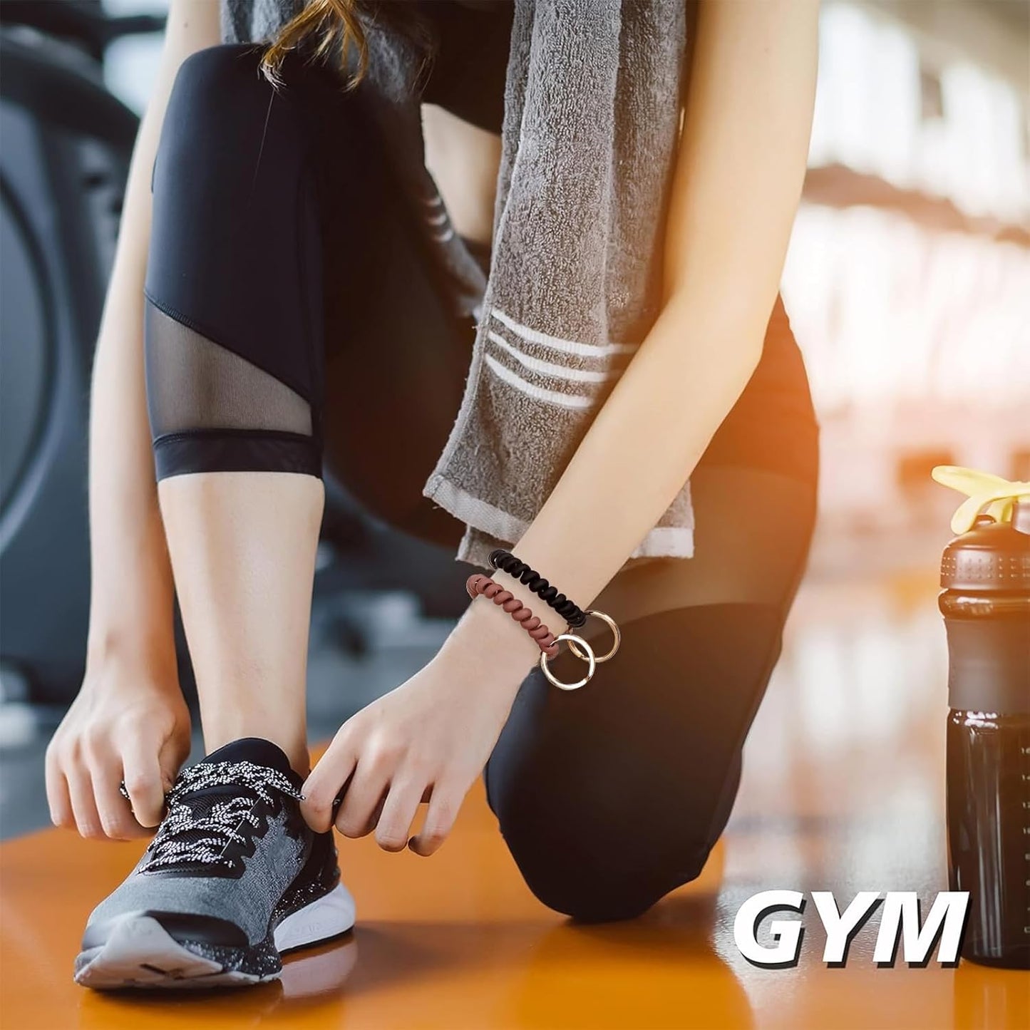 BIHRTC 6pcs Wristband Keychain Wrist Key Chain Spiral Coil Wrist Keychains Plastic Bracelet Spring Flexible Spiral Wrist Coil Key Holder Key Ring for Sauna Gym Pool ID Badge and Outdoor Sports