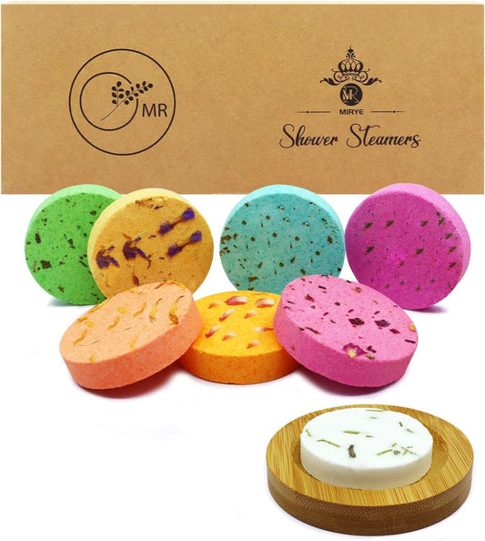 Shower Steamers Aromatherapy - 8 Pack Organic Shower Bombs with Natural Essential Oil, Self Care and Stress Relief Birthday/Home Spa/Christmas Stocking Stuffers/White Elephant Gifts for Women