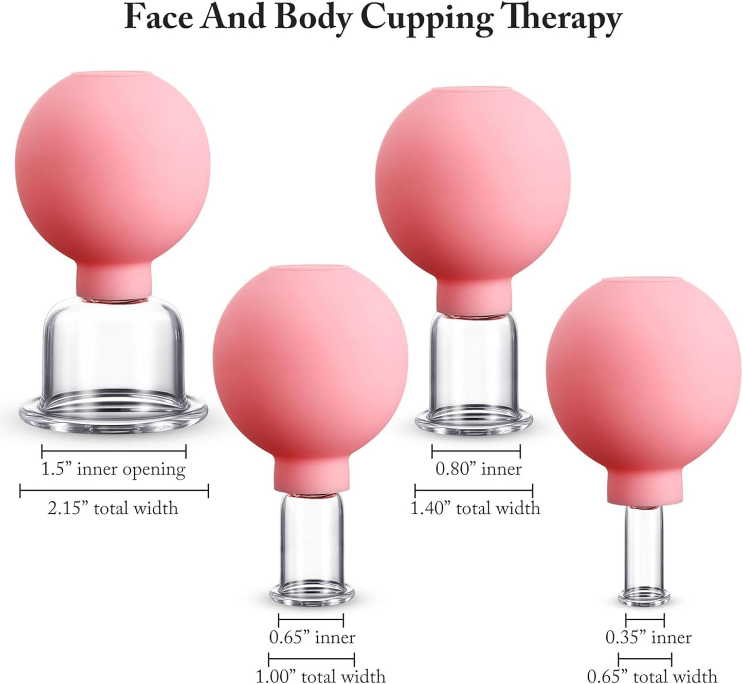 4 Pieces Glass Cupping Set Glass Silicone Cupping Cups Massage Vacuum Suction Cupping Cups for Body Face Leg Arm Back Shoulder Muscle and Joint Pain (Pink)