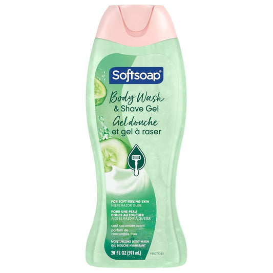 Softsoap Moisturizing Body Wash and Shave Gel, Cool Cucumber Scent, 20 fl oz Bottle