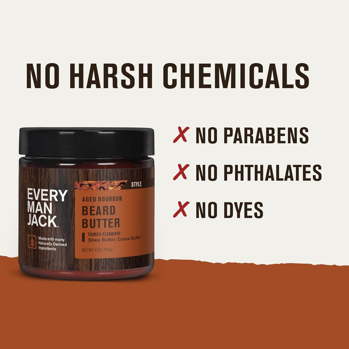 Every Man Jack Beard Butter- Aged Bourbon Fragrance - Hydrates and Styles Dry, Unruly Beards While Relieving Itch - Naturally Derived with Shea Butter and Coconut Oil - 4-ounce (2 Pack)