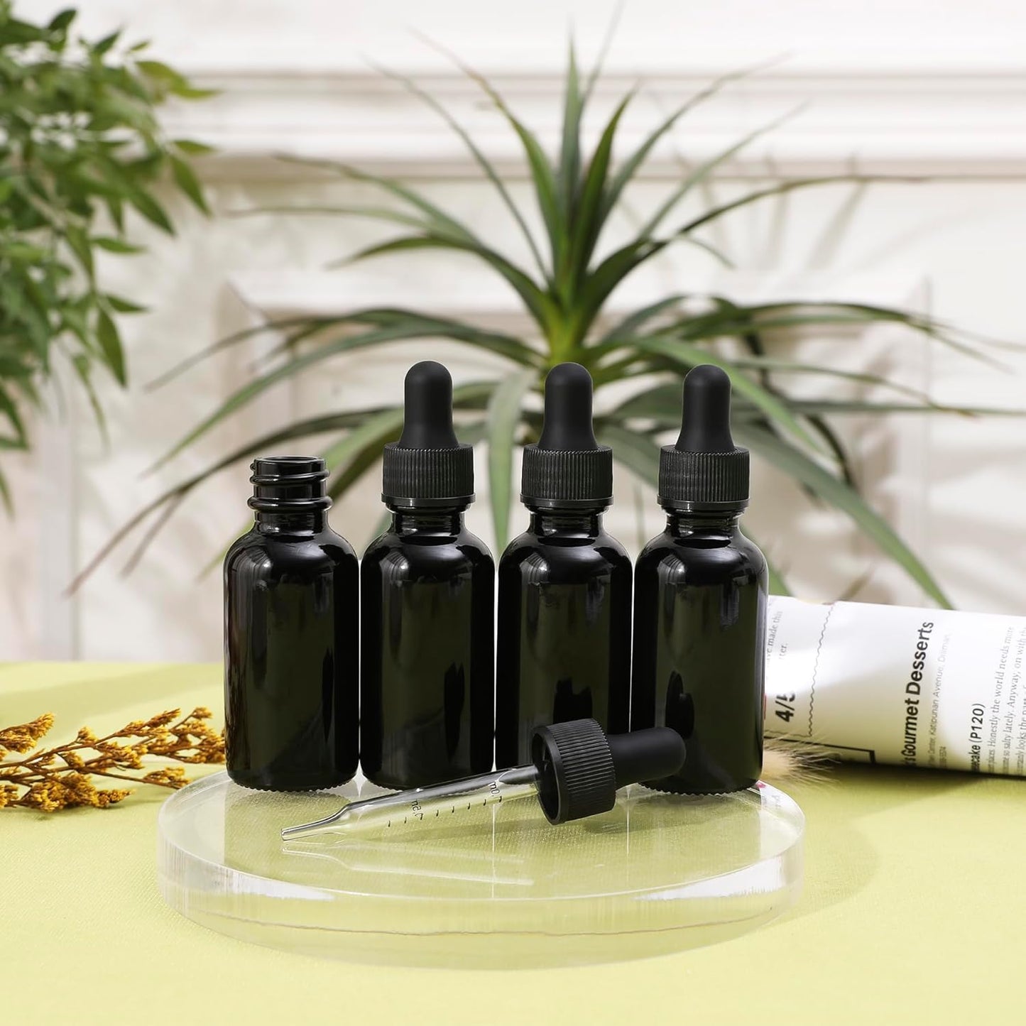 24 Pack,1oz Glass Dropper Bottle,Black Tincture Bottles with Dropper,Pretty Finish for All Kinds of Liquids,Oil Bottles for Hair- Stronger Suction ideal for Leakproof Travel