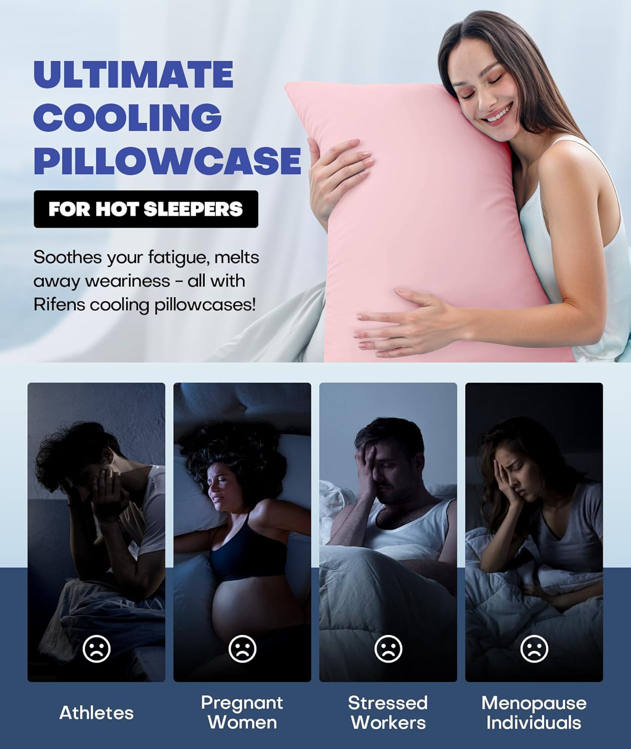 Ice Cooling Pillowcase for Hot Sleepers, Instantly Cool, Stays Cold All Night, Softer Than Silk Pillow Cases, Pillow Covers with Invisible Zipper, Gift for Men & Women - Standard, Coral Pink (1 Pack)