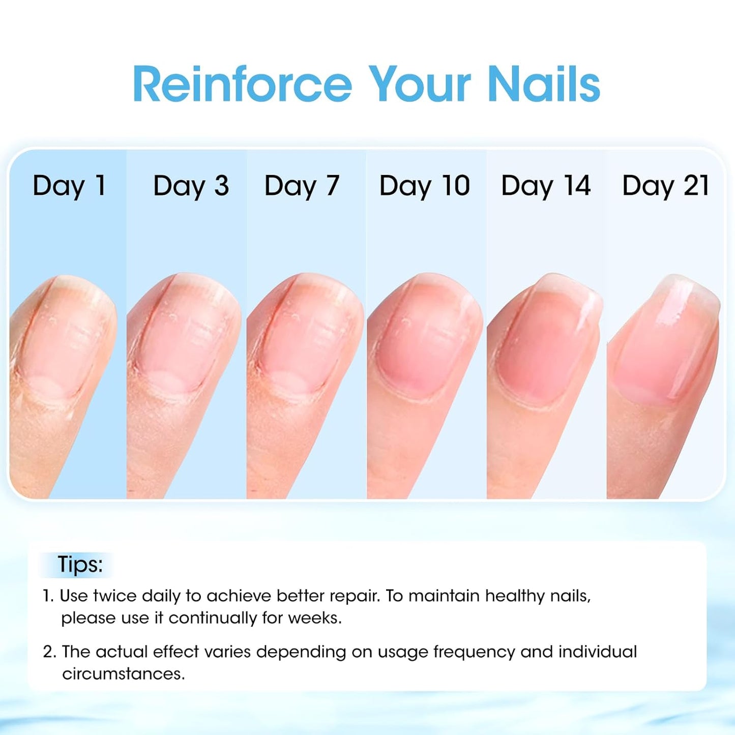 GELLEN Ocean Scent Nail Strengthener, 8-In-1 Pro Care Nail Repair Growth Serum for Thin Damaged Nails, Air Dry Clear Finish, Non-Polish, Keratin Calcium Nourishes Strengthens & Growth