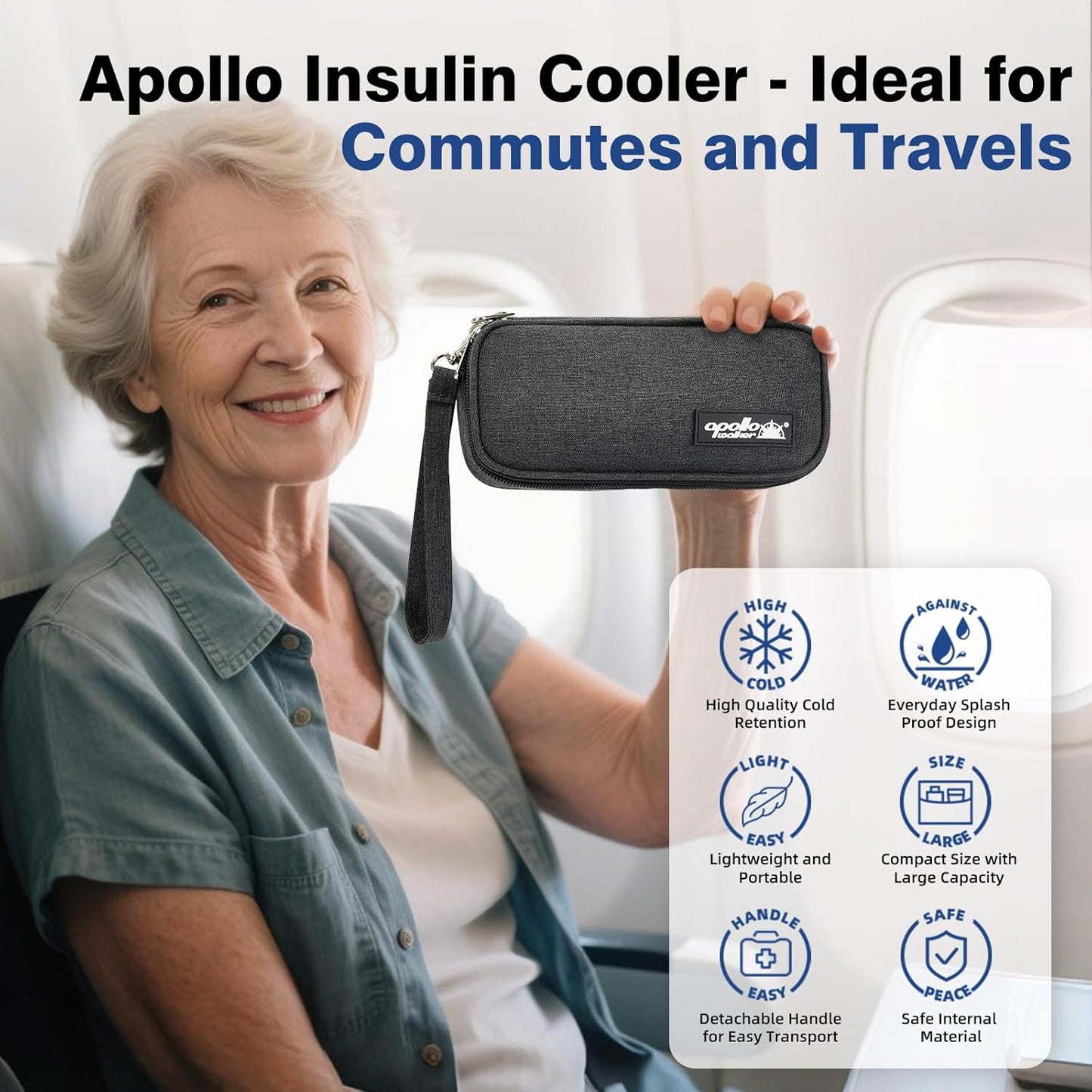 apollo walker Insulin Cooler Travel Case Diabetic Medication Cooler with Ice Packs and Insulation Liner insulin cooler travel case tsa approved