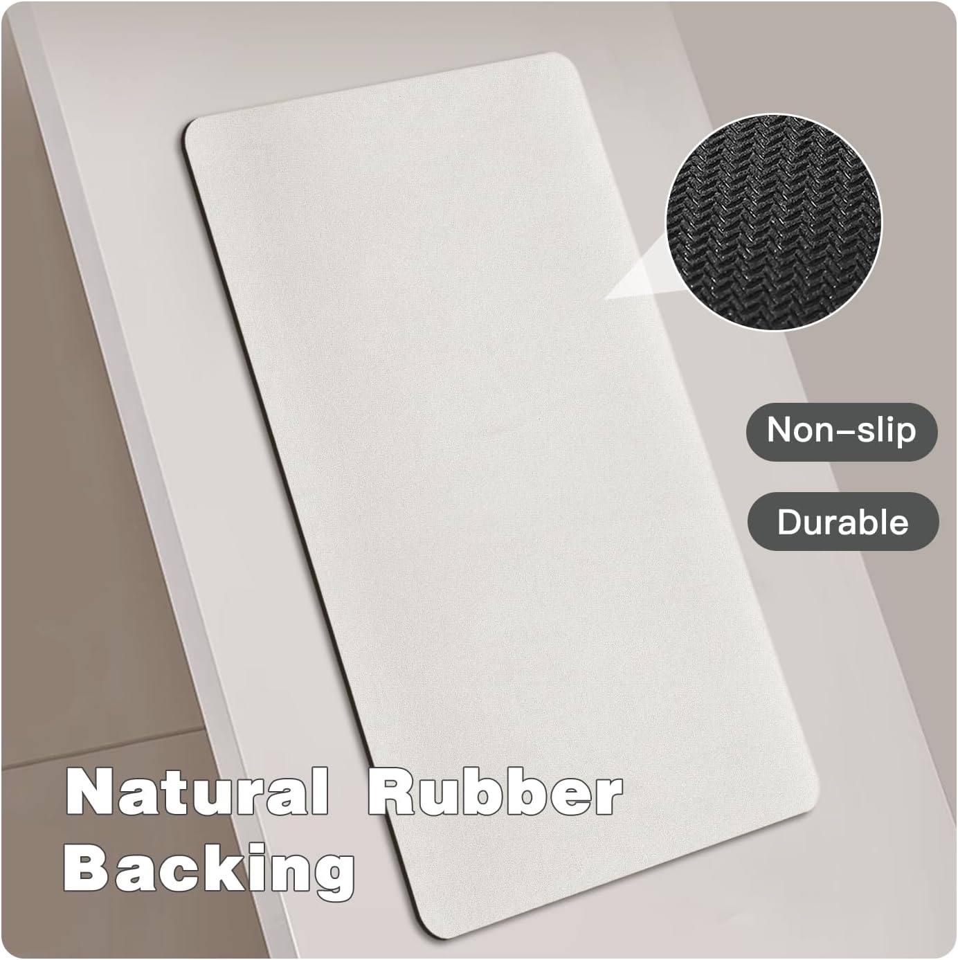 White Bath Mat, Bathroom Rugs Non Slip Washable Thin Absorbent Quick Dry Bath Mat Fits Under Door Bathroom Floor Mat Perfect for Bath, Shower, or Sink 24"x48" White