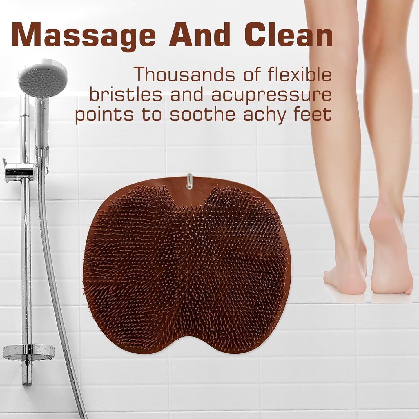 Shower Foot Scrubber Mat Back Washer Back Exfoliating Bath Wash Pad Wall Mounted Slip Suction Cups Foot Scrubber for Use in Shower Cups Foot Cleaner for Men and Women