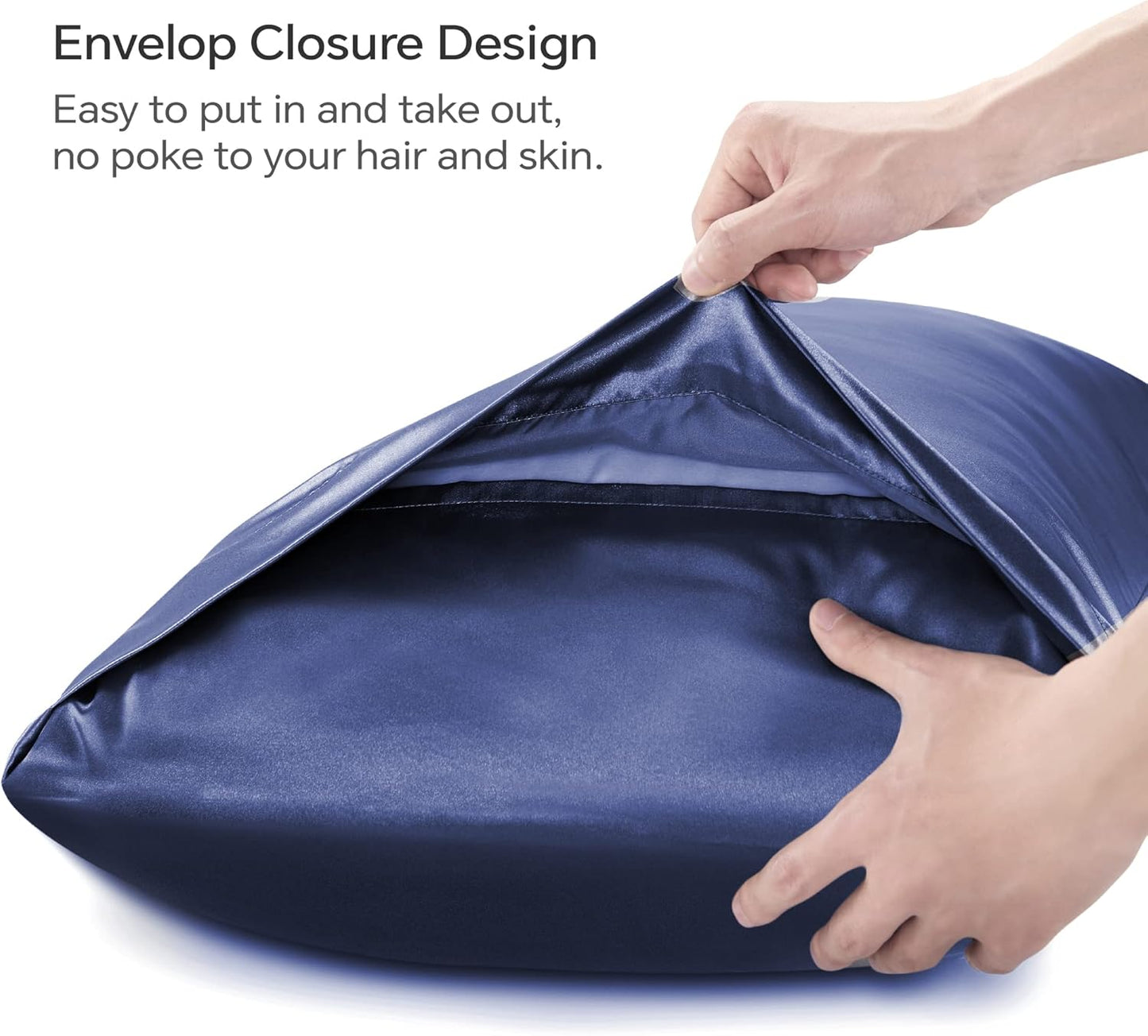 BEDELITE Satin Body Pillow Cover, Super Soft and Cooling Body Pillow Pillowcase for Hair and Skin, Breathable Silky Full Long Pillowcase Cover(20"x54", Navy)