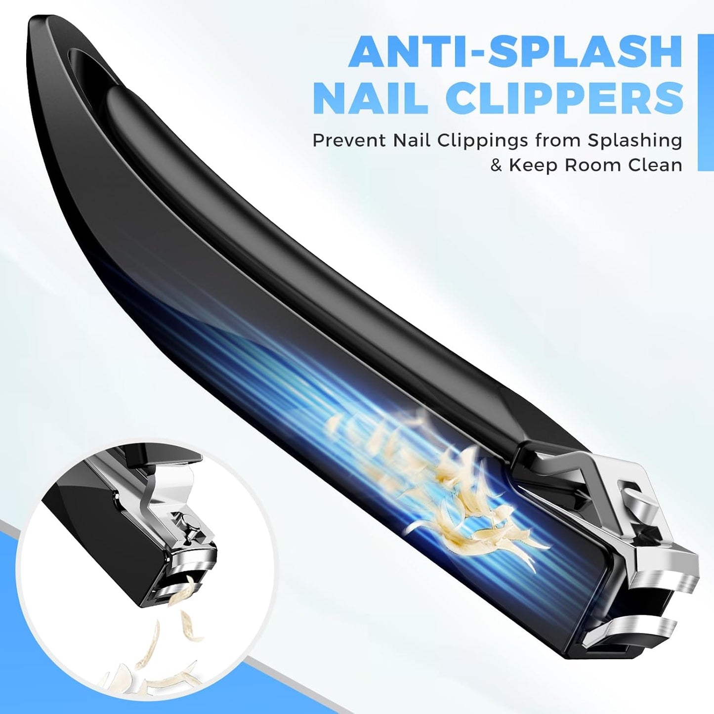 DRMODE Nail Clippers for Men with Catcher, Anti Splash Self-Collecting Finger Nail Clippers Adult with Ergonomics Long Handle, Heavy Duty Mess Free Toenail Clippers Nail Cutter Unique Gifts for Women