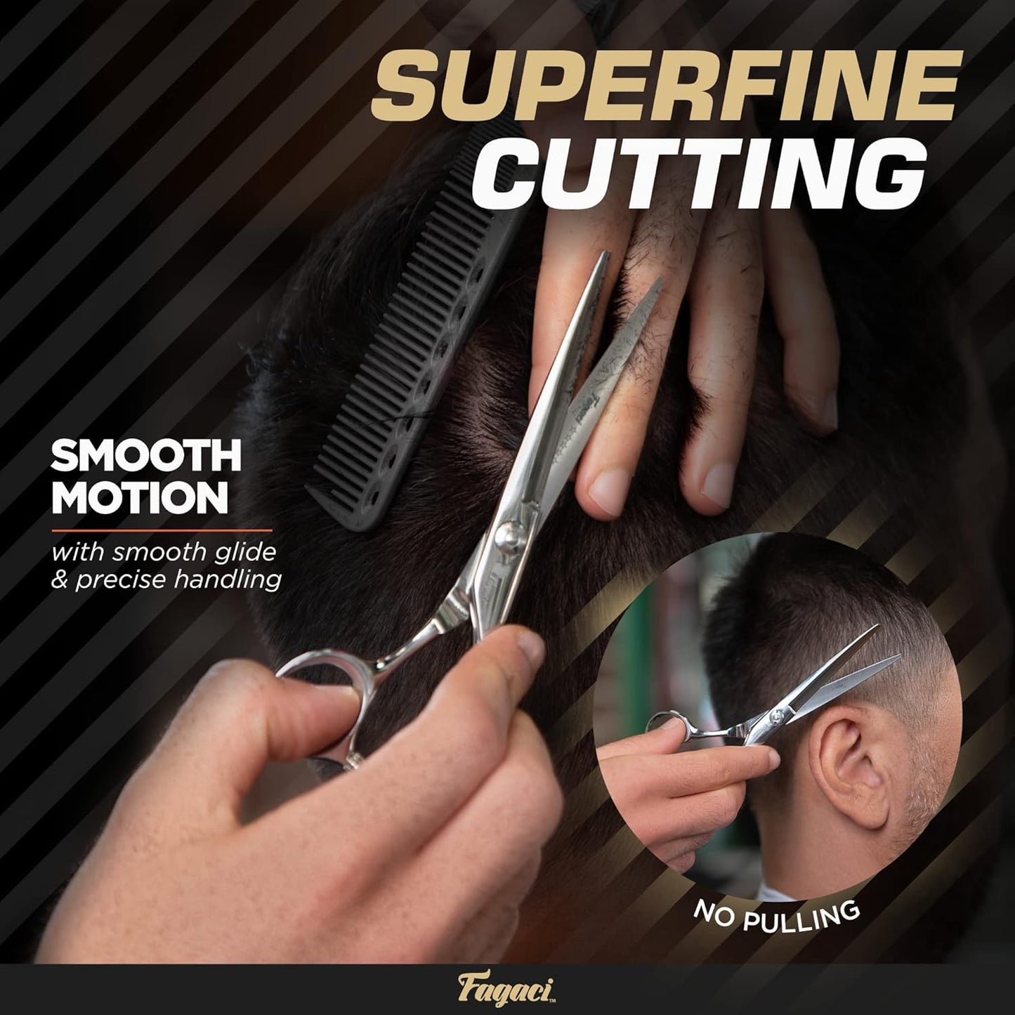 Fagaci Left Handed Hair Cutting Scissors 6 Inch with Extremely Sharp Blades, 440C Steel Hair Cutting Scissors, Durable, Smooth Motion & Fine Cut, Barber Scissors with Elegant Sheath