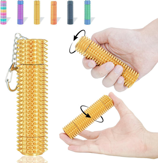 Fidget Roller Adults Teens Sensory Little Stim Gadget for Anxiety Relief Mild Ouchie,Desk Focus Tool Portable Hand Spinner Gifts Idea White Elephant Stocking Christmas(Gold,Compact Fit)