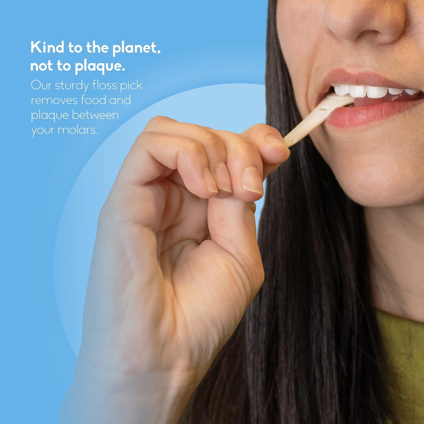 The Humble Co. Floss Picks (200 Count) – Plant Based Dental Floss Picks with Grip Handle for Superior Oral Care, Dental Hygiene, and Gum Health, Cruelty Free Tooth Floss Picks (Mint)