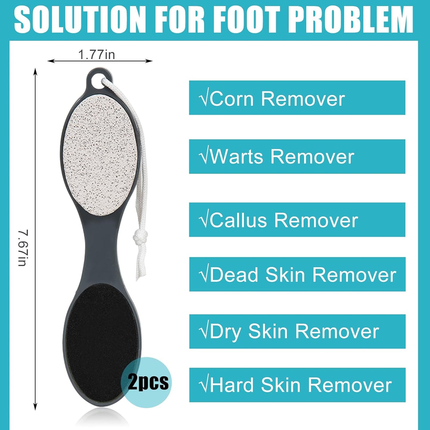 Foot File Callus Remover-2 Pcs 4 in 1 Foot Scrubber Dead Skin Remover for Feet,Pumice Stone, Foot Rasp and Sand Paper for Home Foot Care,Foot Brush for Shower (Grey Pedicure Foot File)