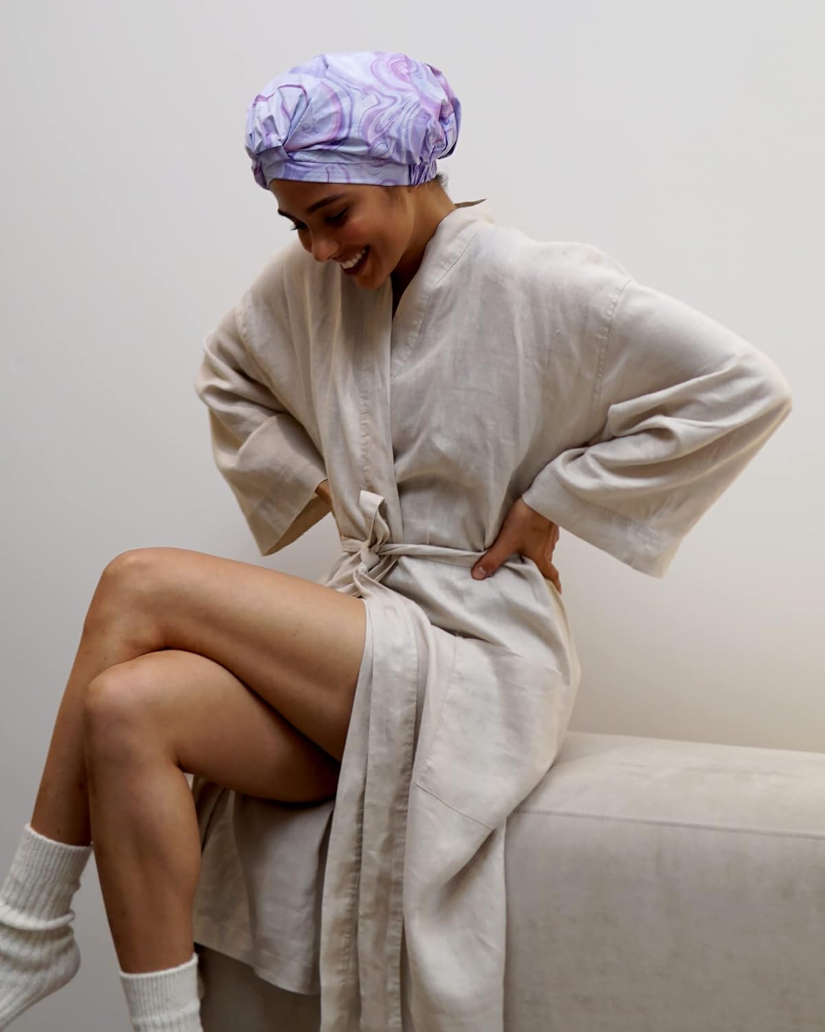 Reusable Shower Cap for Women Reusable Waterproof – Leakproof, Nonslip Hair Cap for Shower Flexiband – Soft, Breathable, Durable Mother’s Day Shower Caps by SMPL OBJECTS