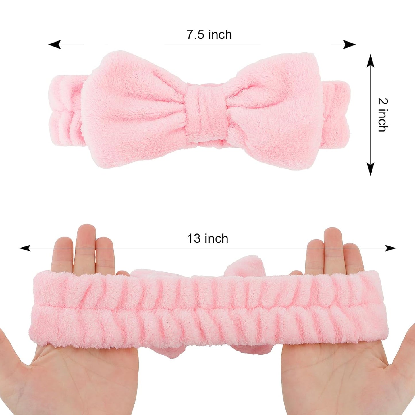 Casoty Black White Pinjk Skincare Headband for Washing Face Cute Face Wash Spa Headband for Women Makeup Hair Band Stocking Stuffers Spa Party Hair Accessories Gifts for Women Girls