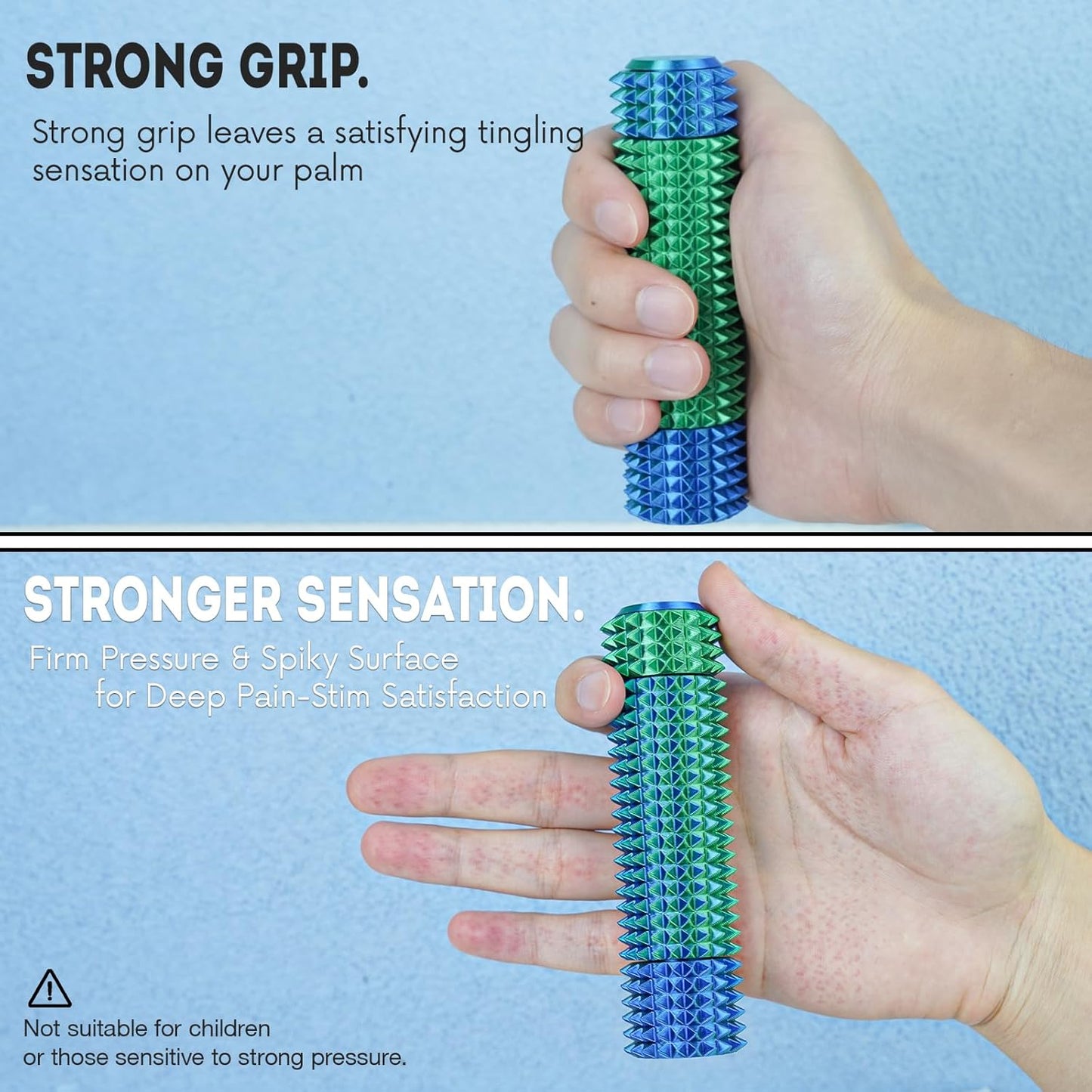 Fidget Roller Adults Teens Sensory Little Stim Gadget for Anxiety Relief Mild Ouchie,Desk Focus Tool Portable Hand Spinner Gifts Idea White Elephant Stocking Christmas(Blue Green,Full Grip)