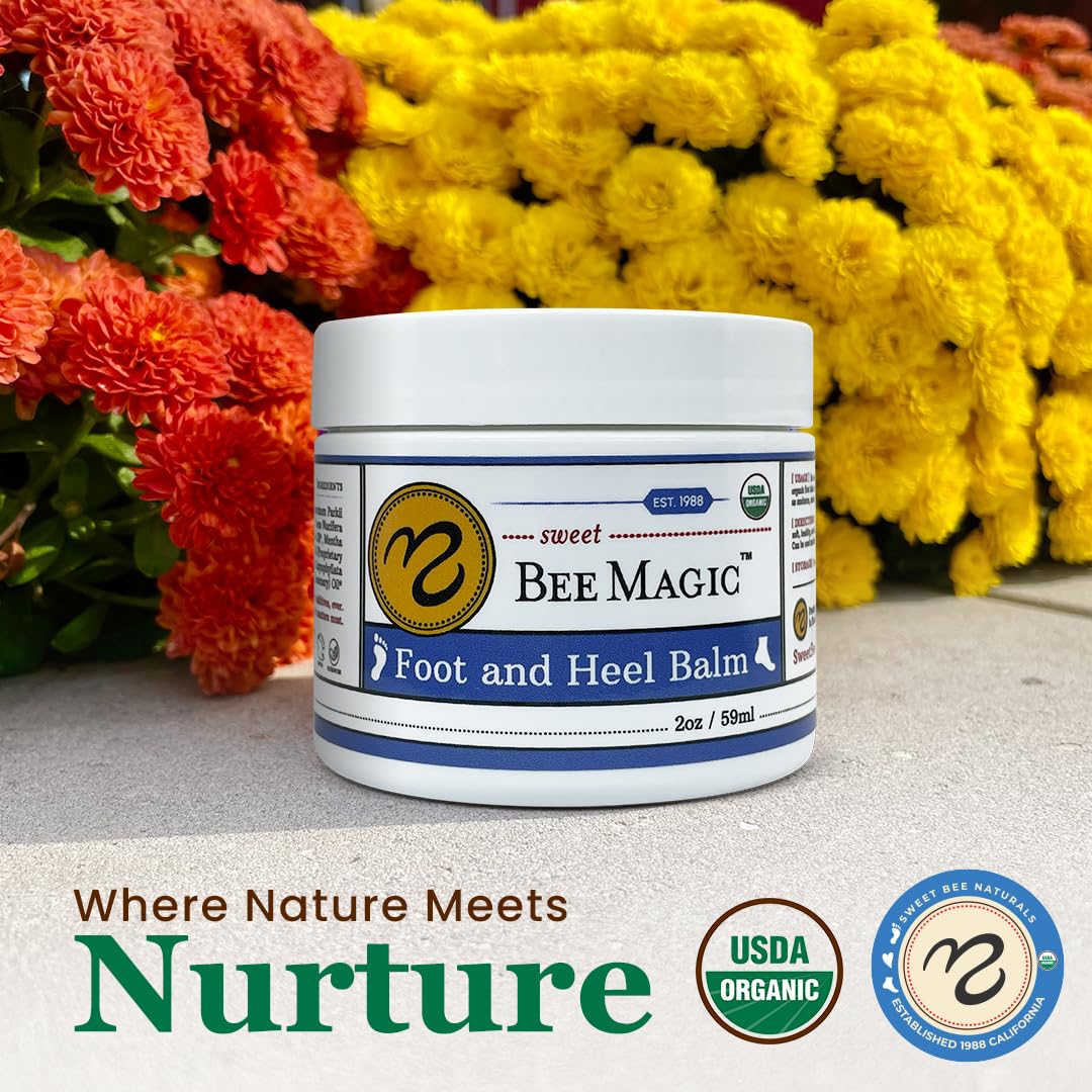Sweet Bee Naturals Organic All Natural Foot and Heel Balm 2 OZ Jar. For Dry and Cracked Feet Repair. Organic Salve Moisturizer for Heel Care & Callus Treatment. Made in USA. 1 Jar (2 OZ)