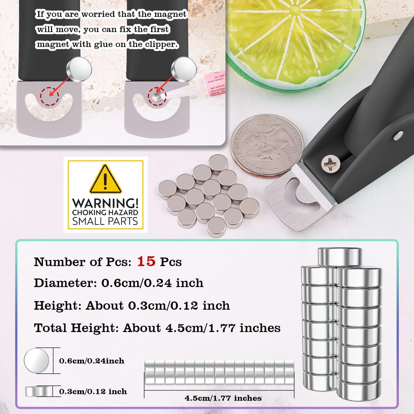 Black Adjustable Nail Clippers with Magnets Sizers for Acrylic Nails, Artificial Fake Nail False Nail Tip Cutter Trimmer Manicure Pedicure Sharp Blade Clip Tool For Salon Home Art Beauty