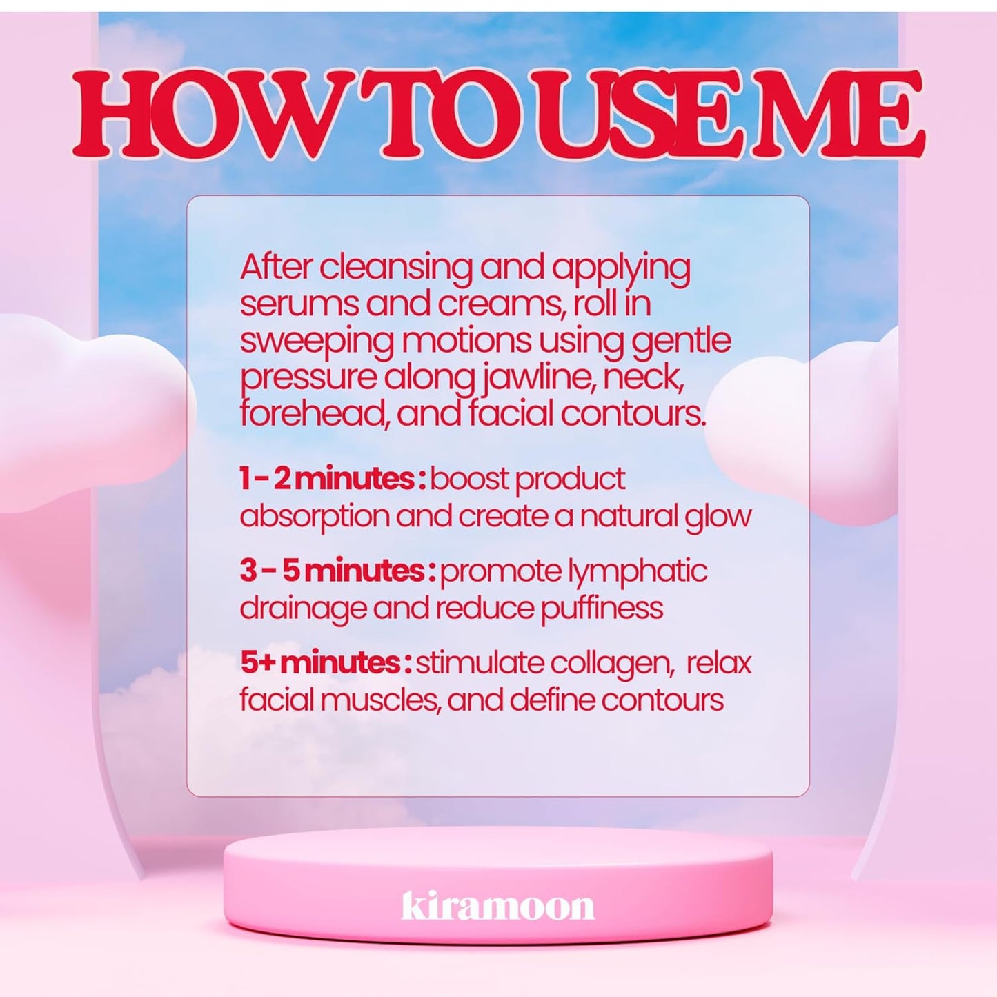 Kiramoon Reset Roller to Boost Skincare Absorption, Reduce Puffiness, Relax Jaw Muscles, and Promote Collagen. Anti-Aging and Relaxing Silicone, Gifts for Her