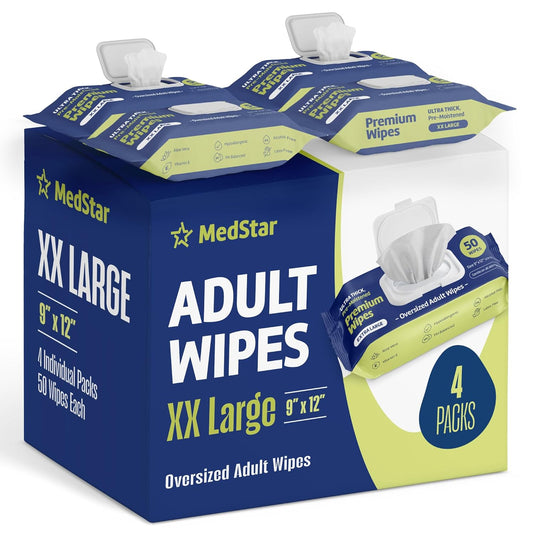 Adult Wipes for Elderly - Extra Large Extra Thick Disposable Washcloths for Adult Bathing & Shower Alternative - Fragrance-Free (4 Pack XXL)