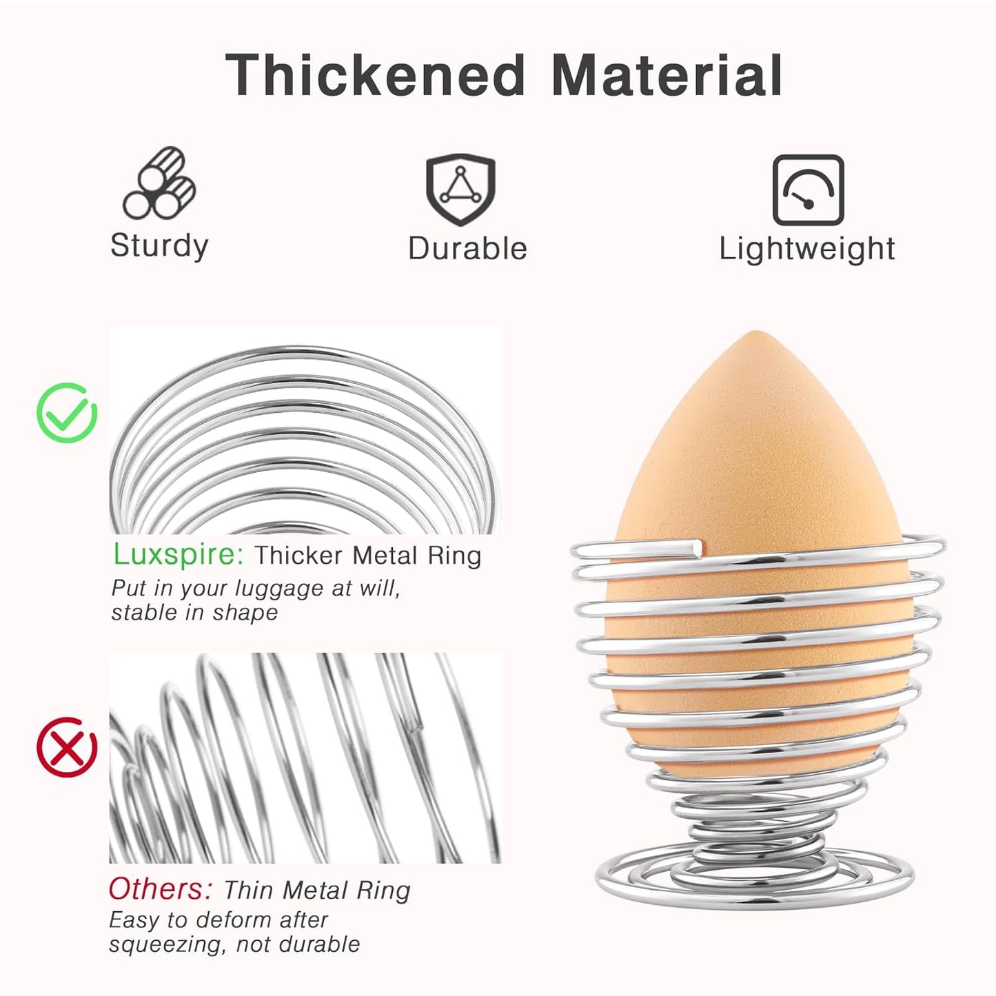 Luxspire Beauty Sponge Blender Holder, Makeup Blender Stand, Makeup Powder Puff Beauty Tool Dryer Drying Rack Egg Powder Puff Display Stand, Silver, 2 Pack