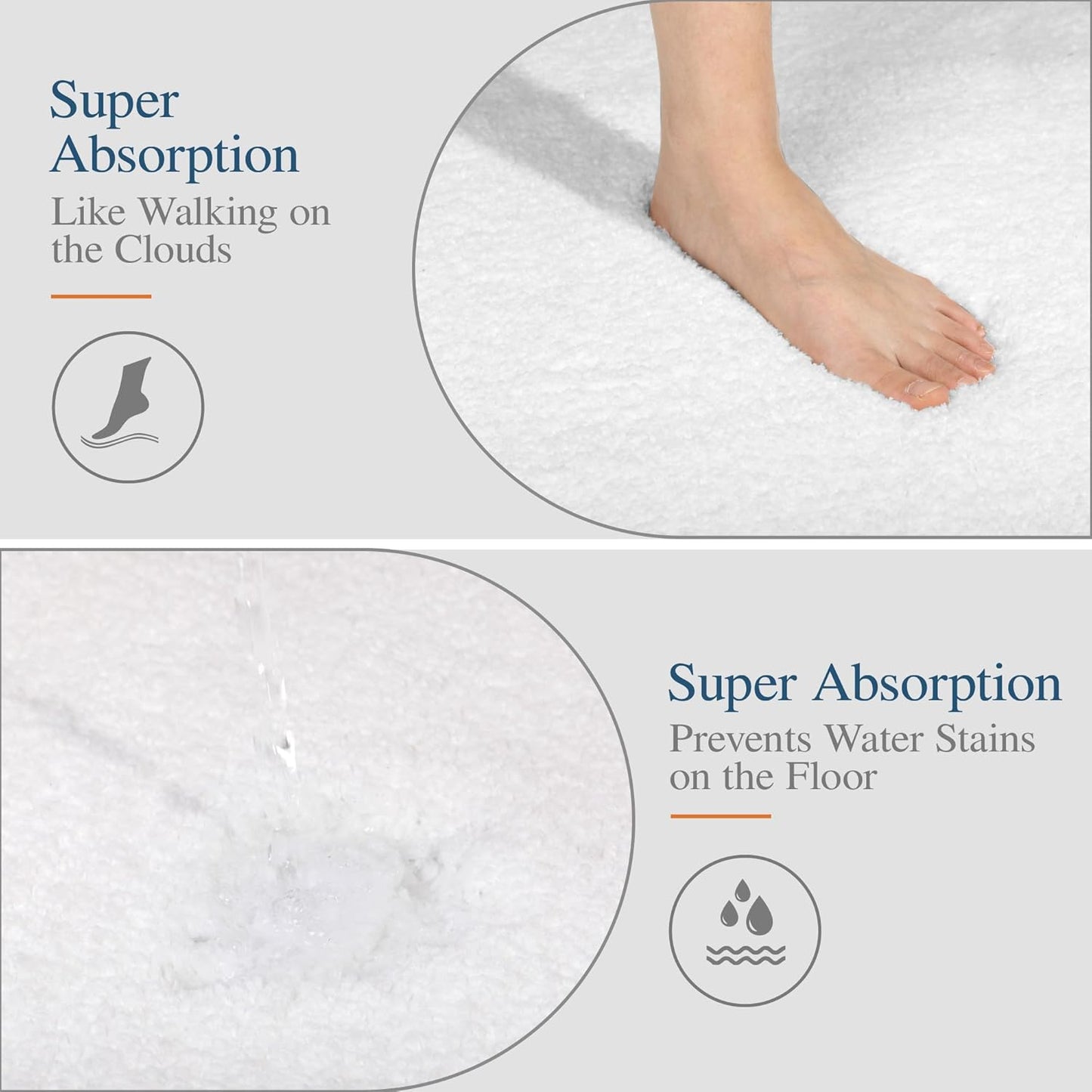 Walensee Large Bathroom Rug (24 x 72, White) Extra Soft and Absorbent Shaggy Bath Mat Machine Washable Microfiber Non Slip Luxury Floor Mat