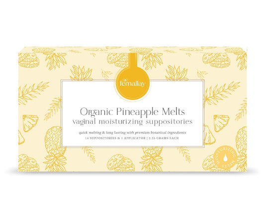 Femallay Organic Vaginal Moisturizing Suppositories – Pineapple – 100% Natural Relief for Dryness, Odor & Daily Feminine Discomfort – 14 Count + Applicator