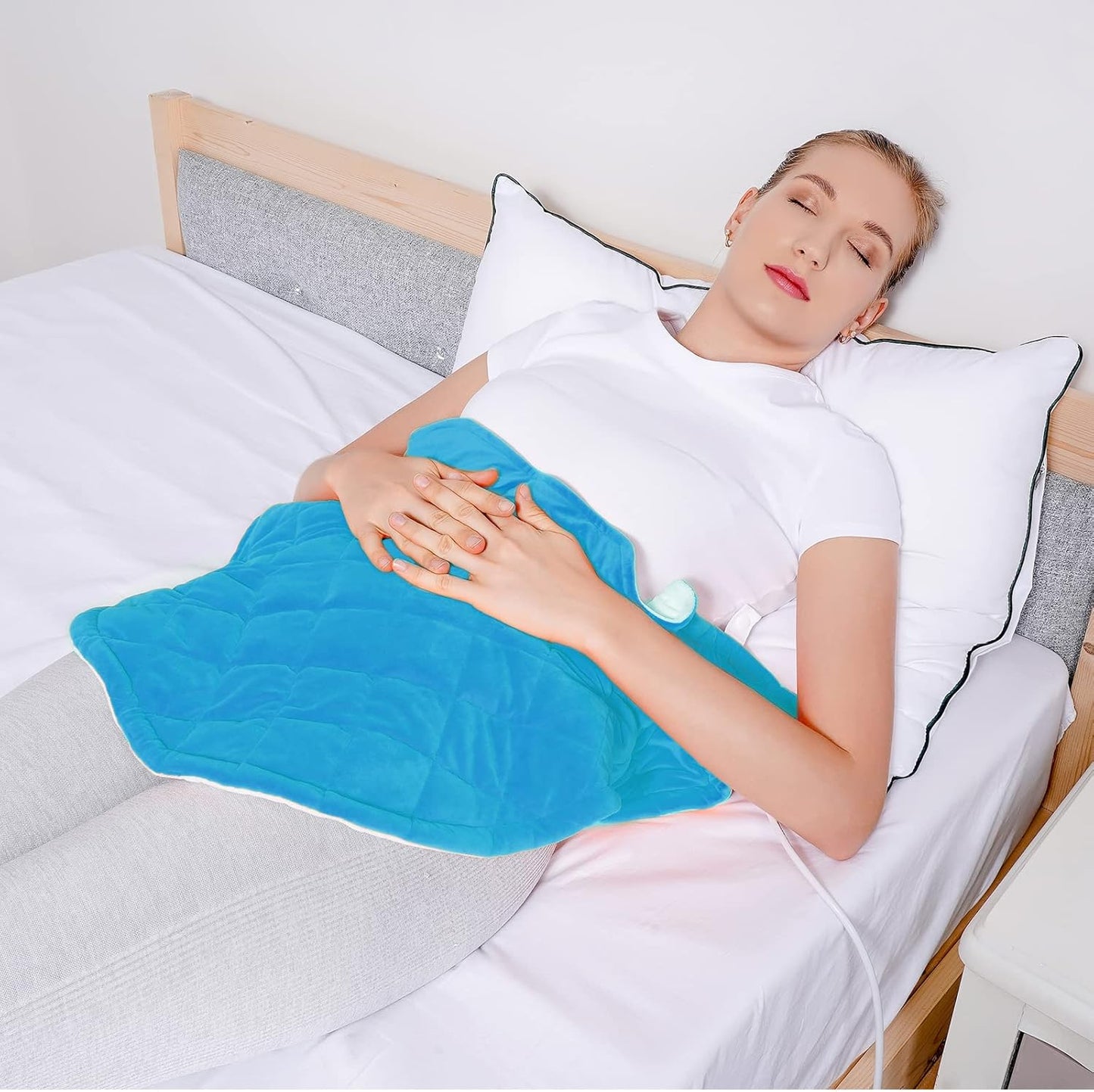 Heating Pad for Neck and Shoulders and Back, Weighted Electric Heat Pad for Pain Relief, Large Heated Wrap, 6 Heat Settings, 6 Auto-Off, Gifts for Women Men Mom Dad(Blue M)