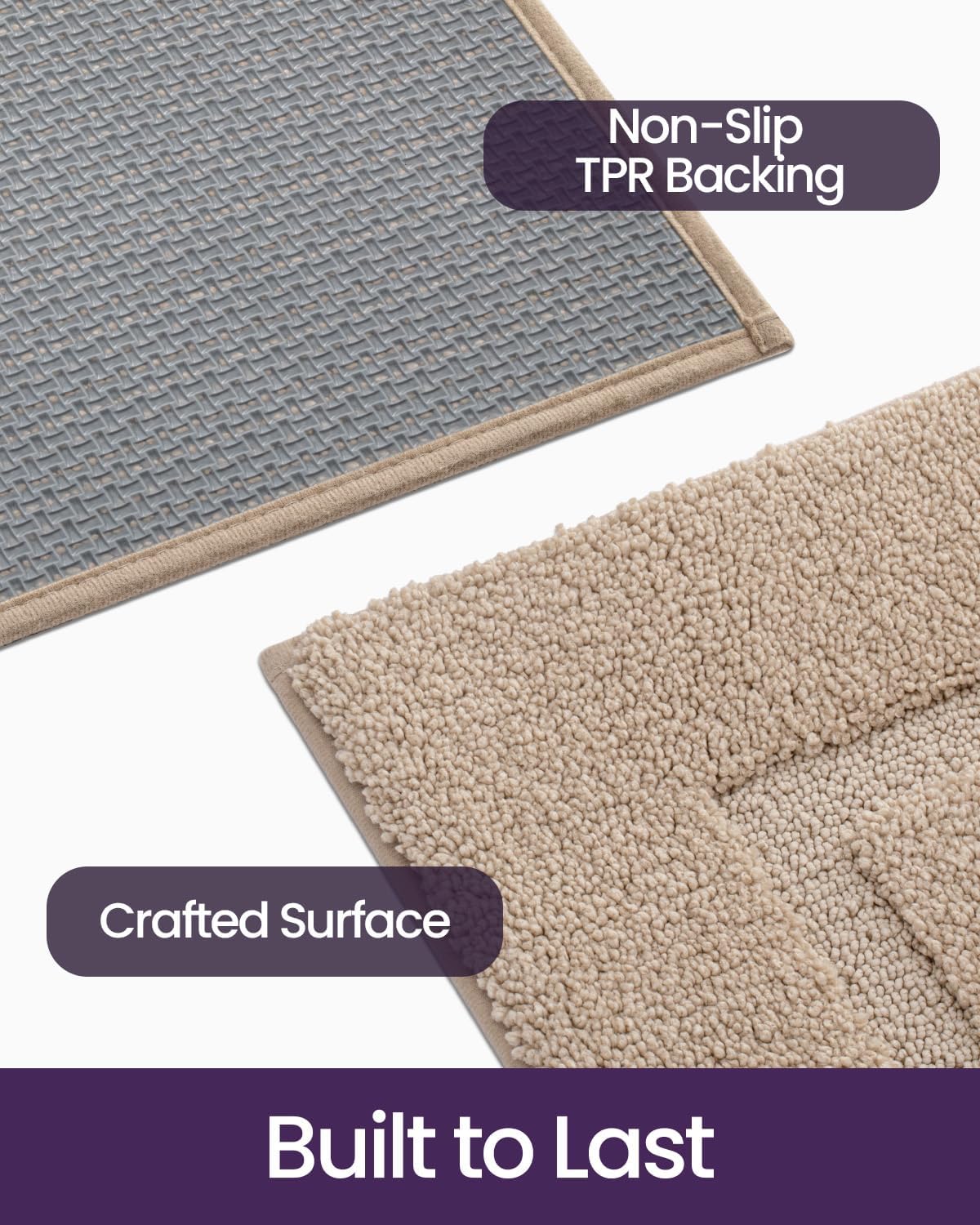 DEXI Bathroom Rugs 36x24, Washable Non Slip Bath Mat for Shower Floor, Absorbent Quick Dry Bathmat with Rubber Backing, Ultra Soft Plush Carpet for Tub, Beige