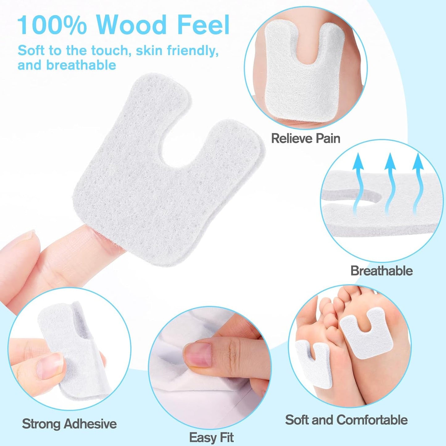 36 Pcs U-Shaped Callus Cushions, Soft Corn Pads for Foot Bottom, Felt Adhesive Metatarsal Pads, White Heel Protectors for Pain Relief, Prevent Calluses from Rubbing in Shoes for Men & Women.