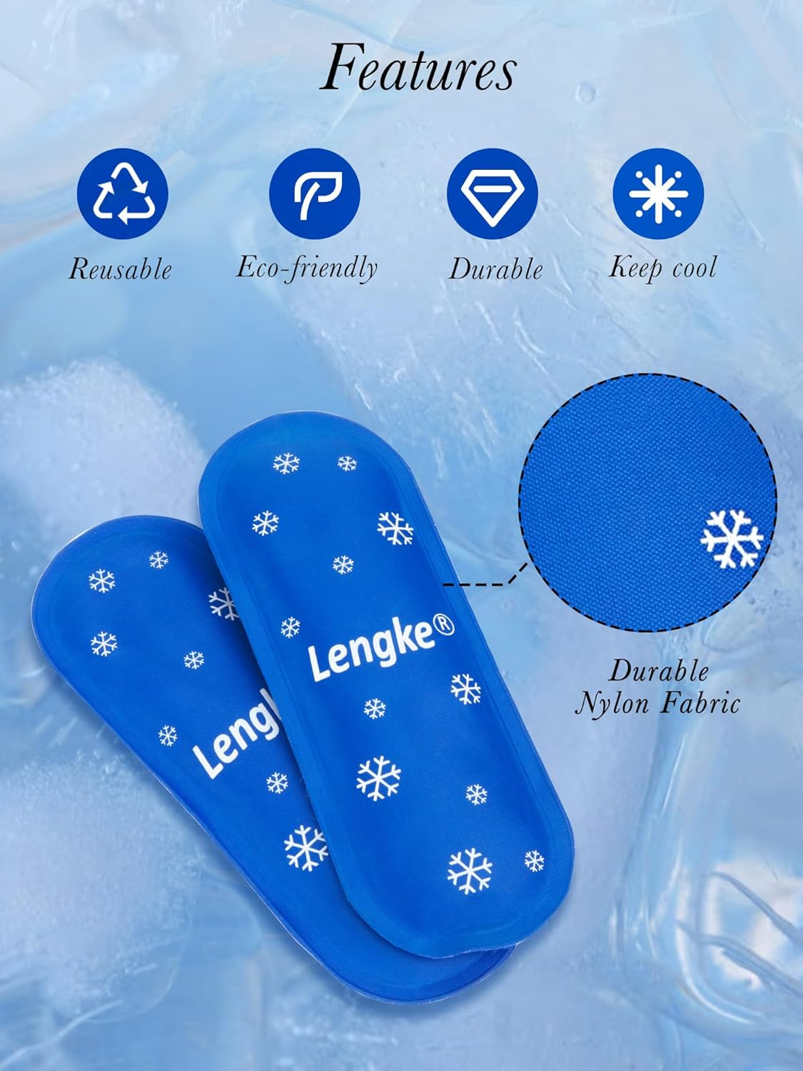 Leng Ke TSA Approved Ice Packs 2 pcs, Upgraded Reusable Ice Packs for Insulin Cooler Travel Case